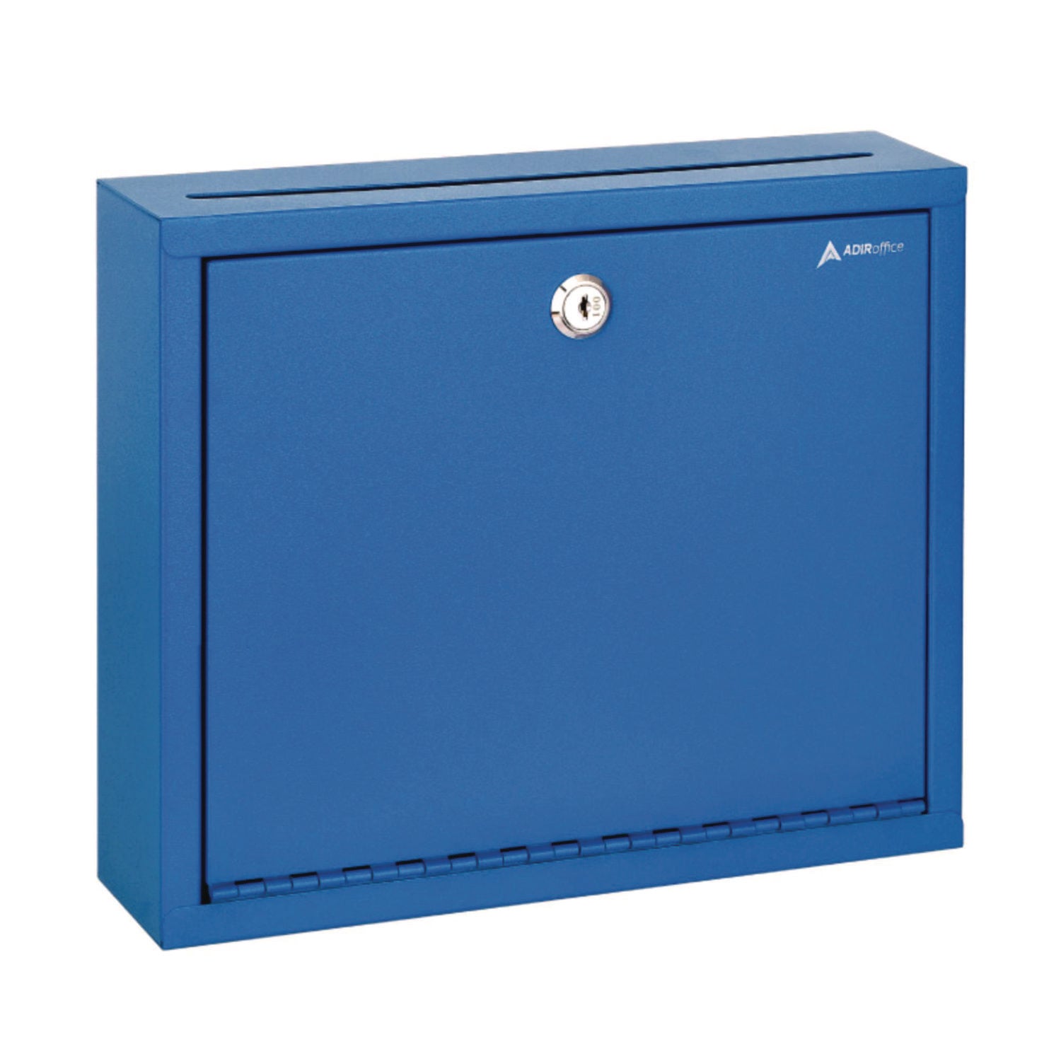 AdirOffice Large Steel Secure Drop Box - 12 x 3 x 10 Inches - Multi-Purpose Locking Mailbox for Office, Home & Business - Durable Blue Document Collection Box for Mail, Packages & Confidential Files