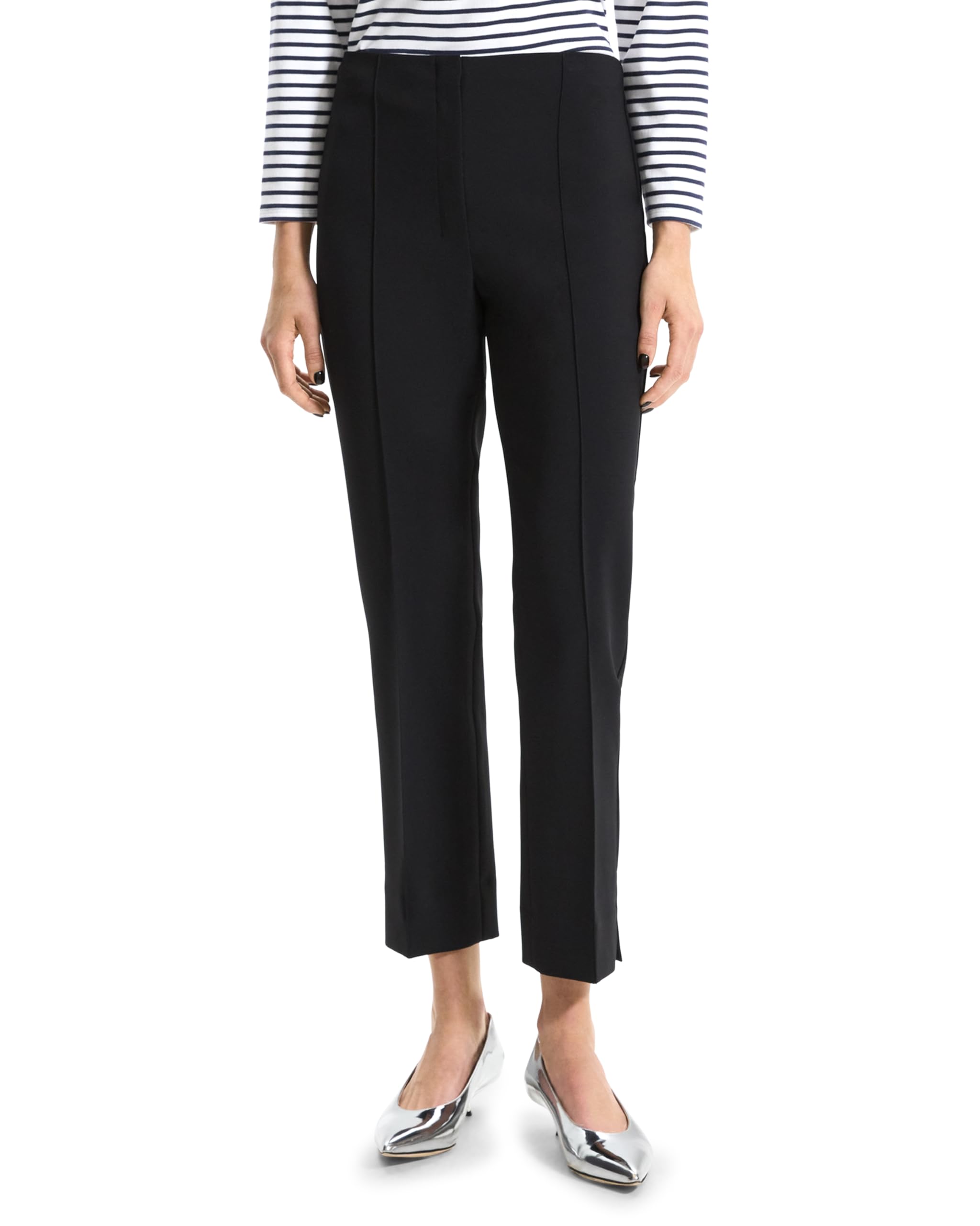Theory Women's Pintuck Straight Leg Pants - Professional Office Trousers for Business Casual & Workwear Outfits