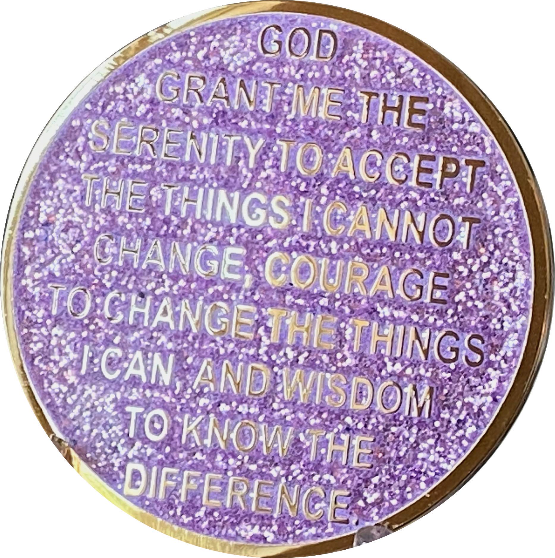 6 Year AA Medallion Reflex Lavender Purple Glitter Gold Plated Chip VI - Elegant Spiritual Jewelry for Protection & Good Luck - Perfect for Meditation, Gifts & Energy Healing