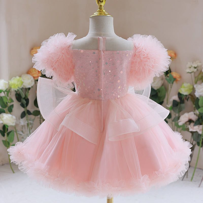 Sparkly Sequin Baby Girl Dress for Toddler - Fluffy Pageant, Wedding, Birthday & Prom Party Outfit - Perfect for Special Occasions & Photo Shoots