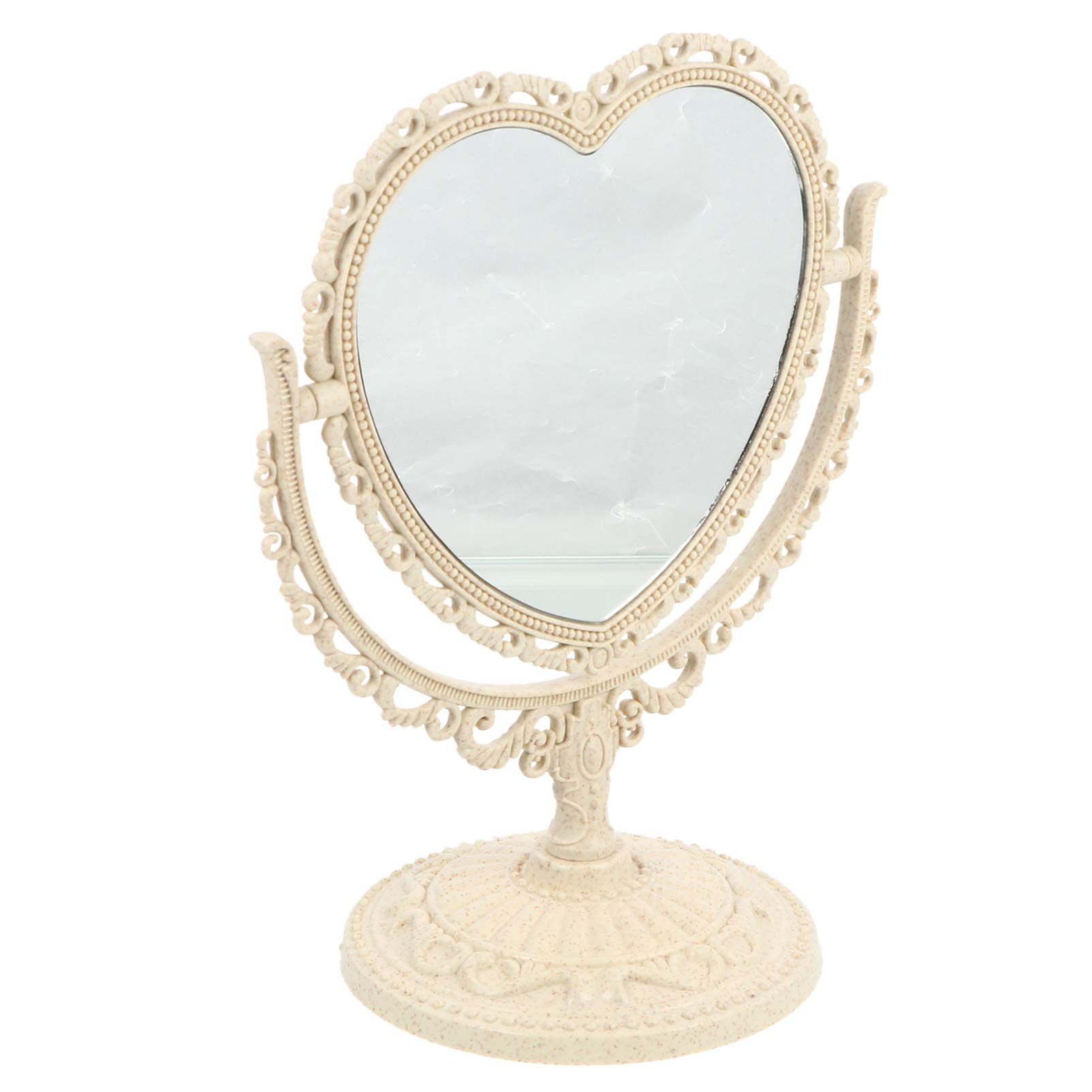 Vintage Elegant Double-Sided Swivel Makeup Mirror with Heart Shape - Perfect for Dresser, Bedroom Vanity & Birthday Gifts | Portable Cosmetic Mirror for Home, Travel & Professional Makeup Application
