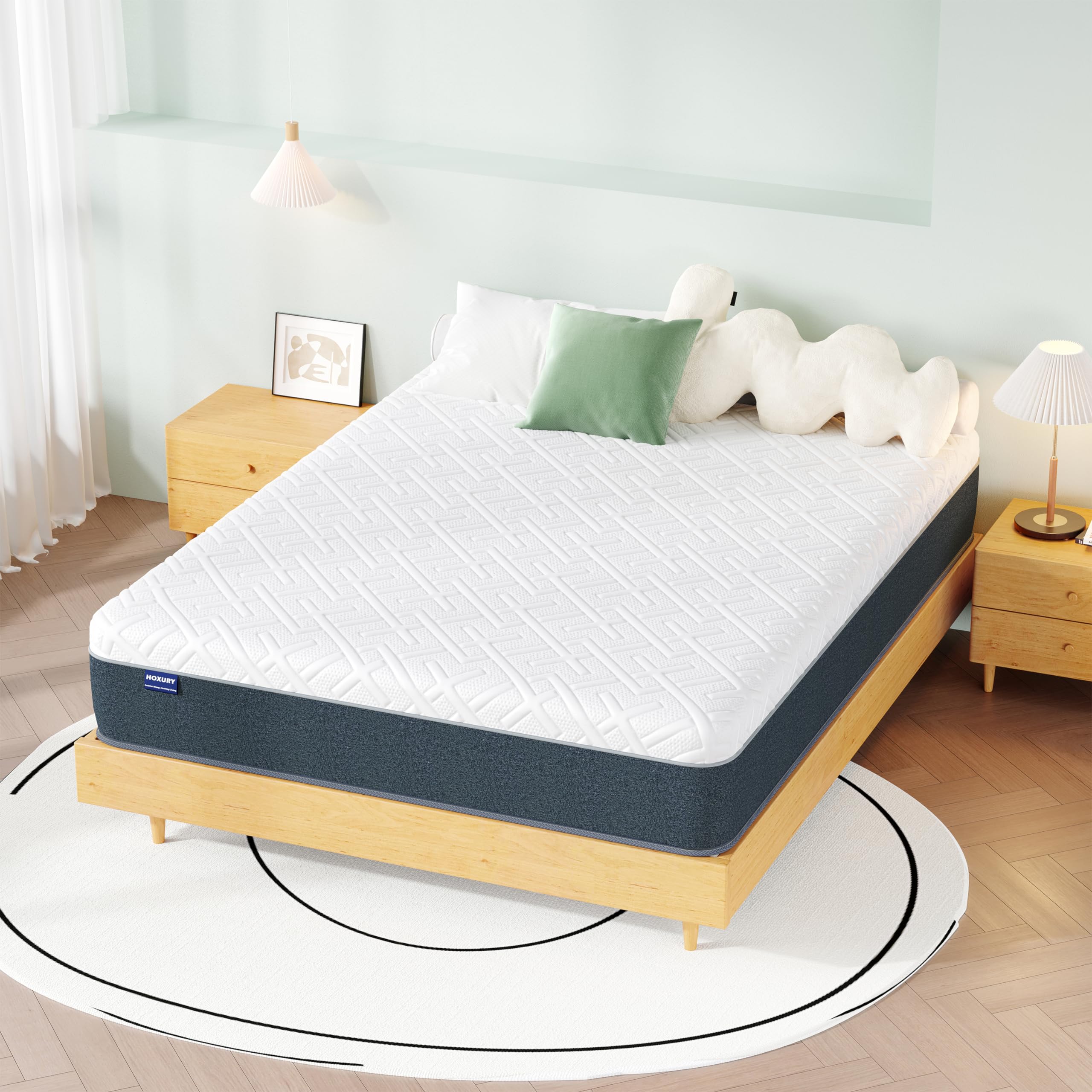 10 Inch Full Size Green Tea Memory Foam Mattress in a Box - Medium Firm Support for Back Pain Relief & Pressure Relief - Perfect for Guest Rooms, Dorms & Small Bedrooms