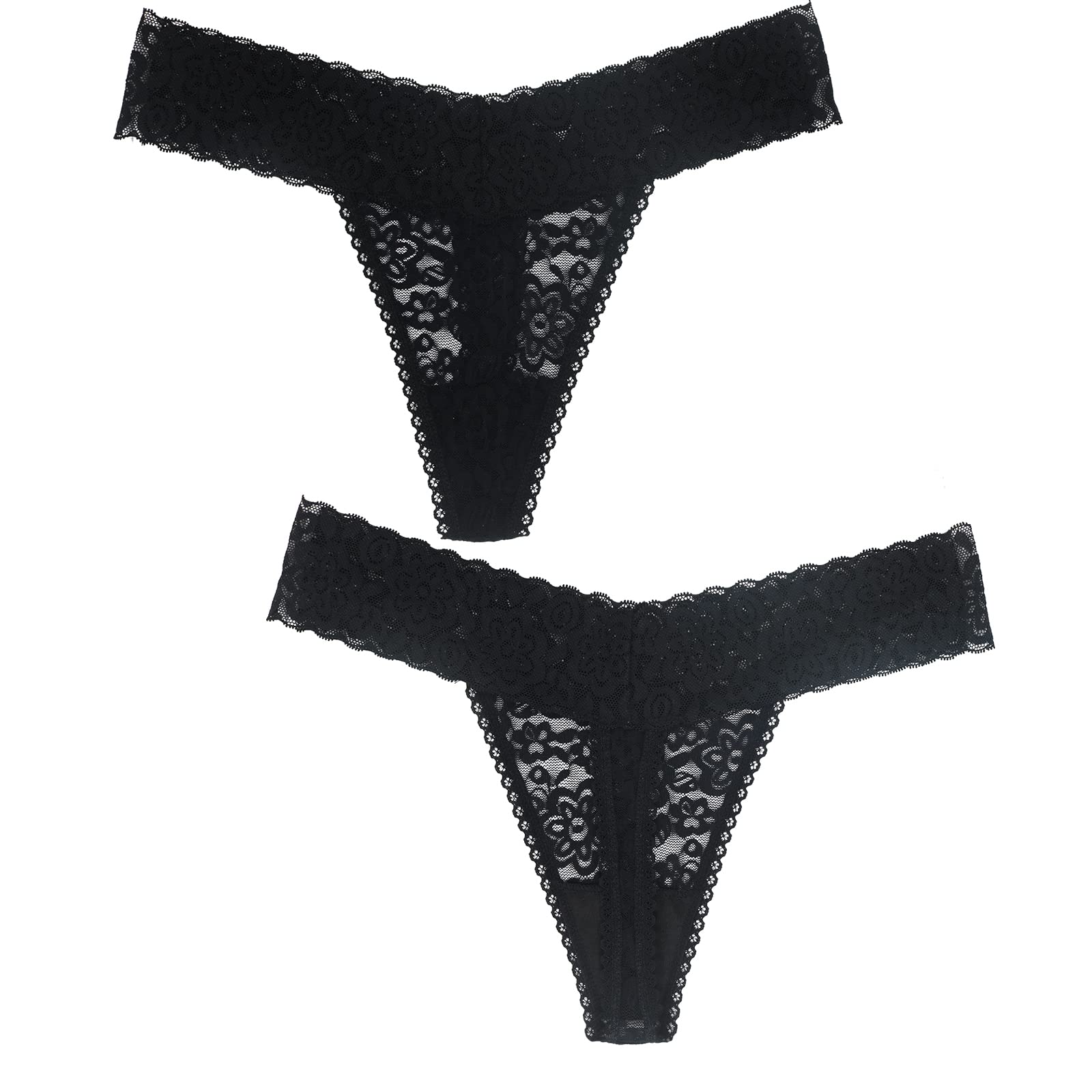 Plus Size Lace Thongs for Women - Stretchy T-Back Sexy Underwear 5/6/10 Pack - Comfortable Daily Wear & Special Occasion Lingerie