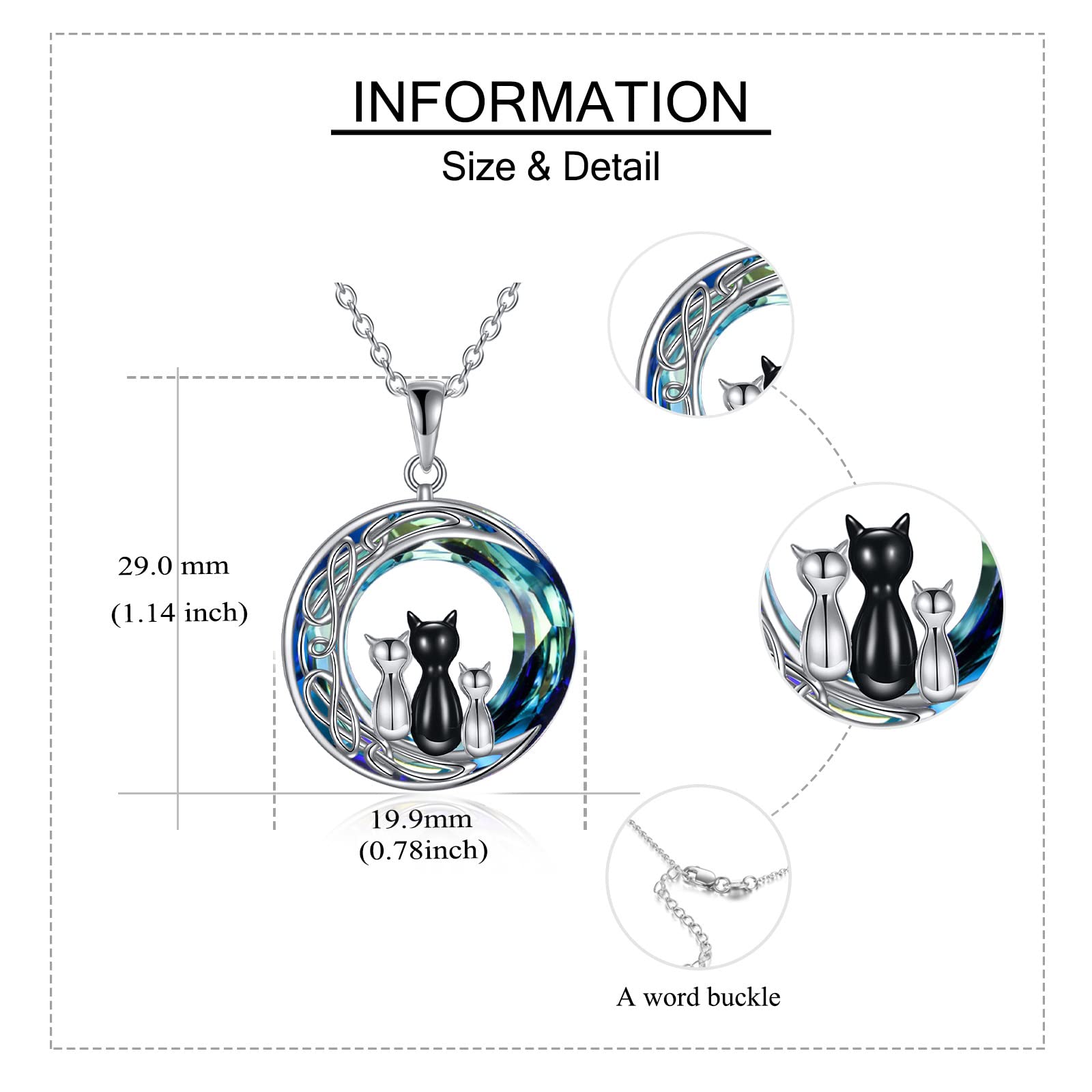 925 Sterling Silver Cat on Moon Necklace - Elegant Cat Jewelry Gift for Women & Cat Lovers | Perfect for Everyday Wear, Birthdays & Special Occasions