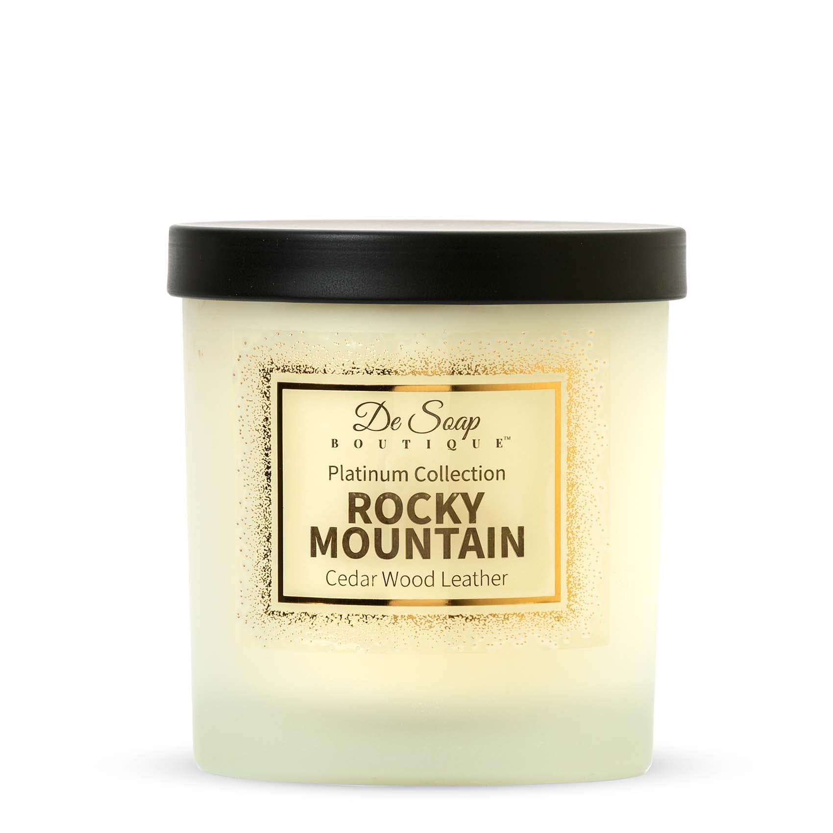 De Soap Boutique Rocky Mountain Cedar Wood & Leather Scented Soy Wax Candle - Slow Burning, All Natural, Handmade for Home, Office & Relaxation - Perfect for Aromatherapy, Gifts & Cozy Ambiance