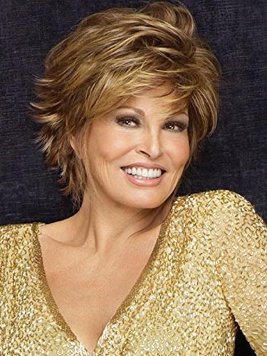 Raquel Welch Heat Friendly Synthetic Wig - Short Flirty Razored Cut in RL12/16 Honey Toast | Memory Cap II Base | Includes MaxWigs Hairloss Booklet | Perfect for Daily Wear, Special Occasions & Hair Loss Solutions