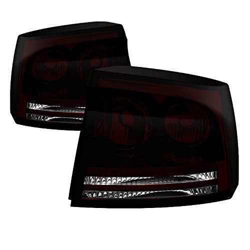 OEM Style Red Smoke Headlights for 2005-2008 Dodge Charger - High Performance LED Lighting for Night Driving & Car Customization