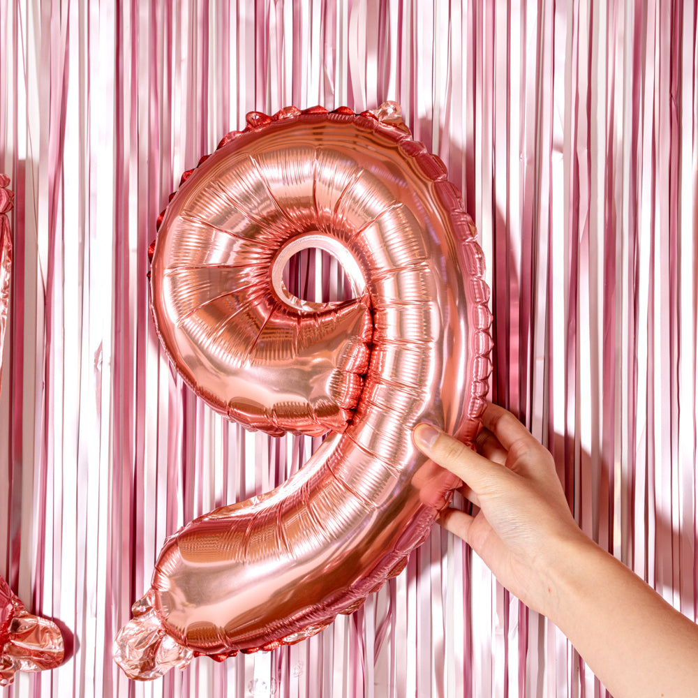Balloonify Rose Gold Mylar Number 9 Balloon - 16 Inch Birthday Party Decoration (1 Count) - Perfect for Birthdays, Anniversaries & Baby Showers