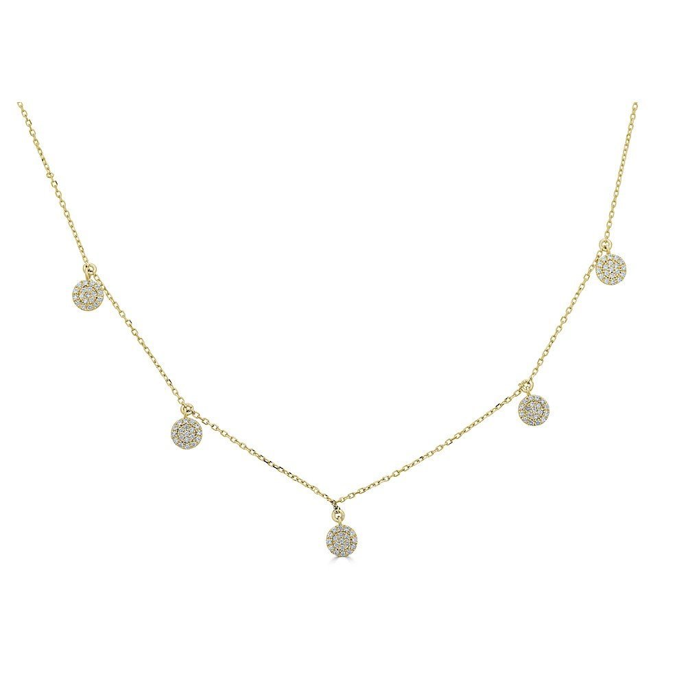 Emilique 14KT Gold 1/3 CTW Diamond Round Disc Necklace for Women - Elegant Everyday Jewelry & Special Occasion Gift