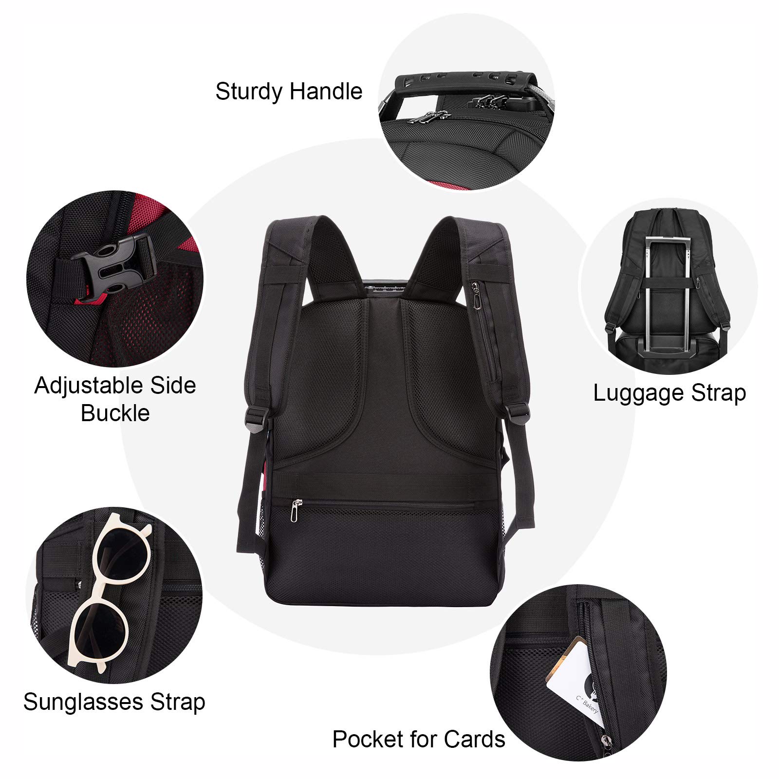 LOVEVOOK 18 Inch Large Backpack for Men - Heavy Duty Travel Backpack with USB Charging Port, Waterproof Laptop Backpack for Business & Work - Spacious 30L Capacity (Red) - Perfect for Office Commute, College Campus & Weekend Getaways