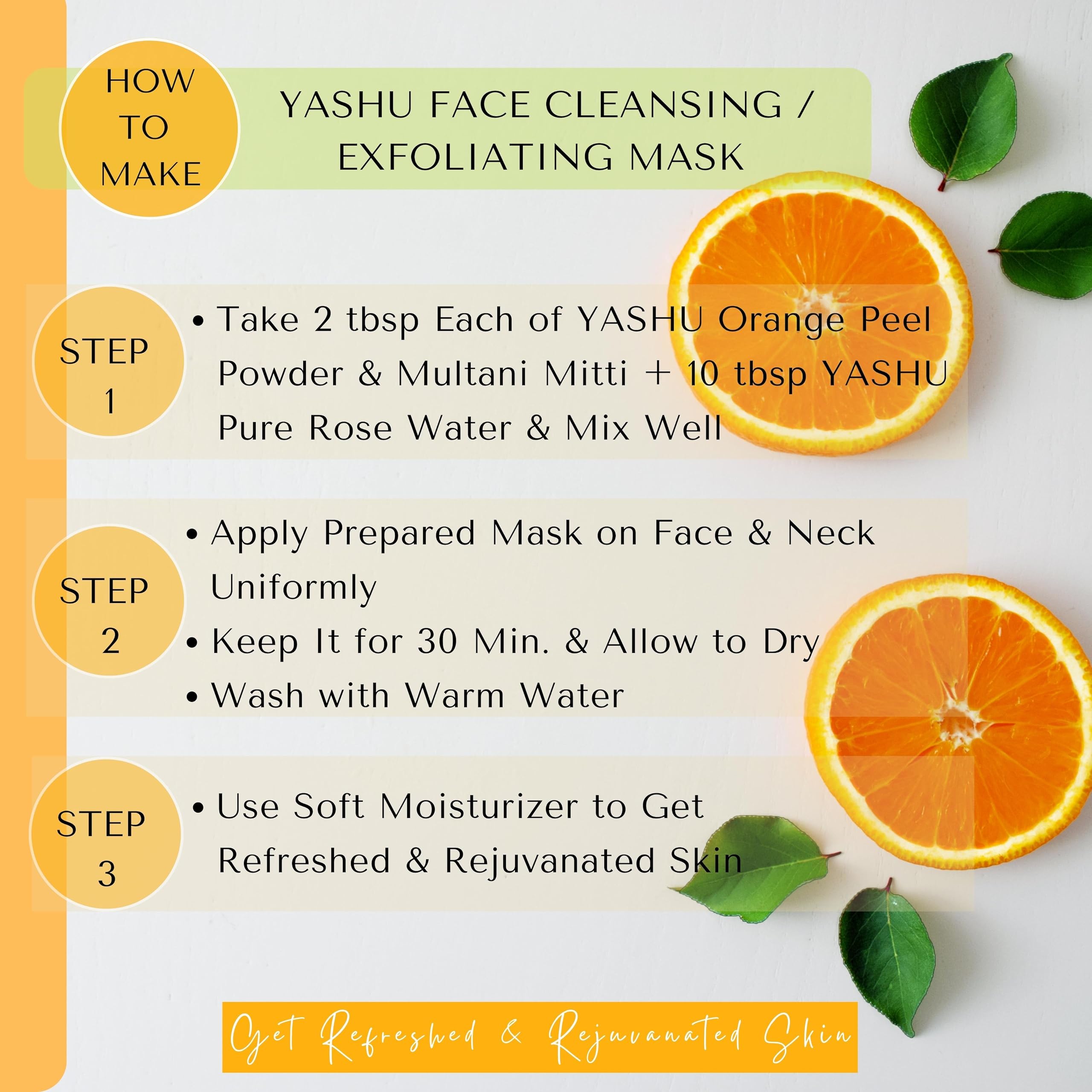 YASHU Pure Lemon Peel & Orange Peel Face Pack Powder for Oily Skin - Deep Pore Cleansing & Brightening Facial Treatment (200g) | Natural Exfoliator for Acne-Prone Skin, Blackhead Removal & Glowing Complexion | Perfect for Daily Skincare Routine & Spa Day at Home