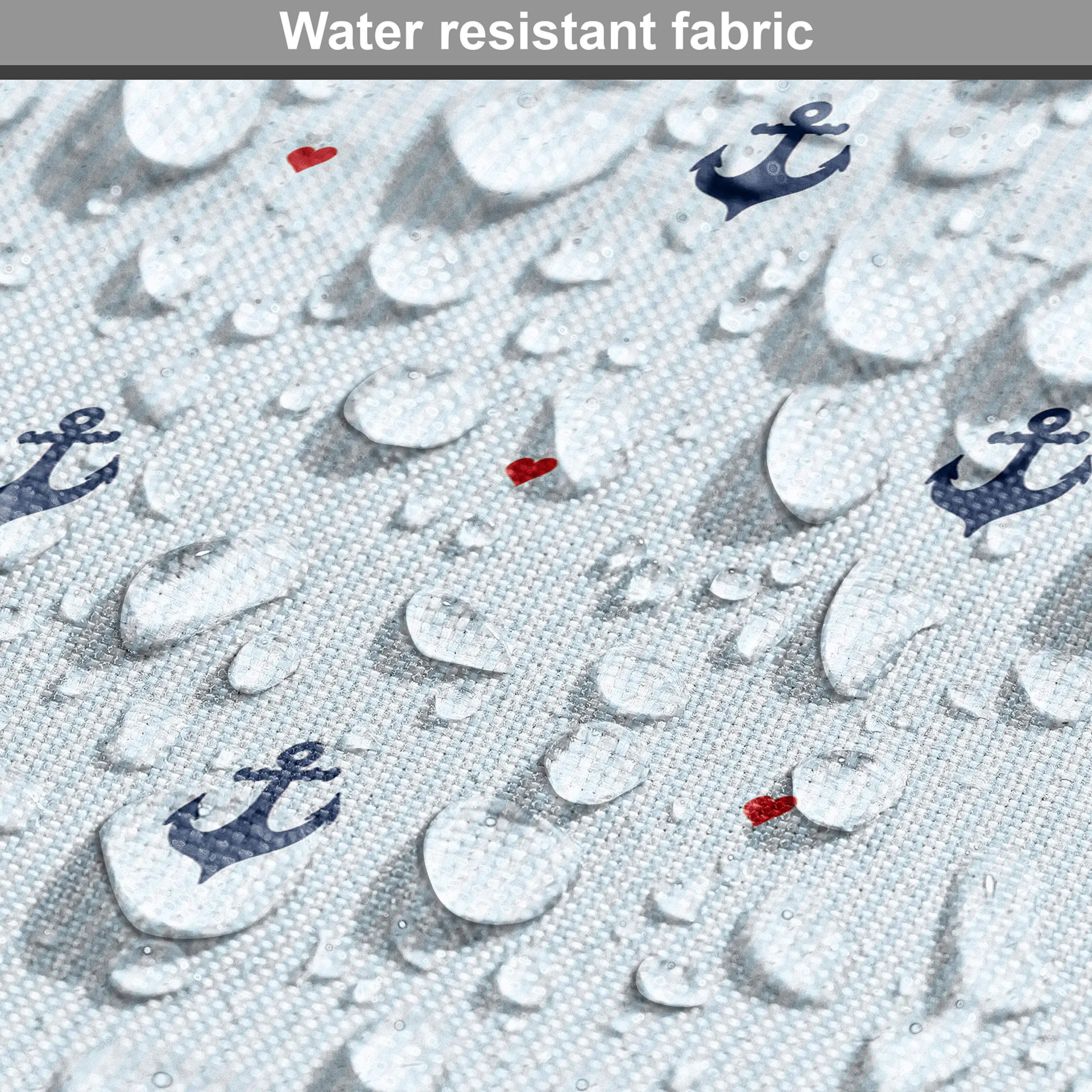 Ambesonne Anchor Fabric by The Yard - Romantic Nautical Upholstery Fabric with Blue Anchors & Red Hearts - 5 Yards Pale Blue Dark Blue Red - Perfect for DIY Home Decor, Curtains, Pillows, and Coastal Themed Projects