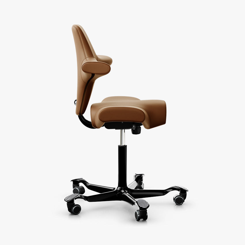 HÅG Capisco 8106 Ergonomic Office Chair - Genuine Wollsdorf Paloma Natur Leather with Black Base | Perfect for Home Office, Gaming & Workspace Comfort