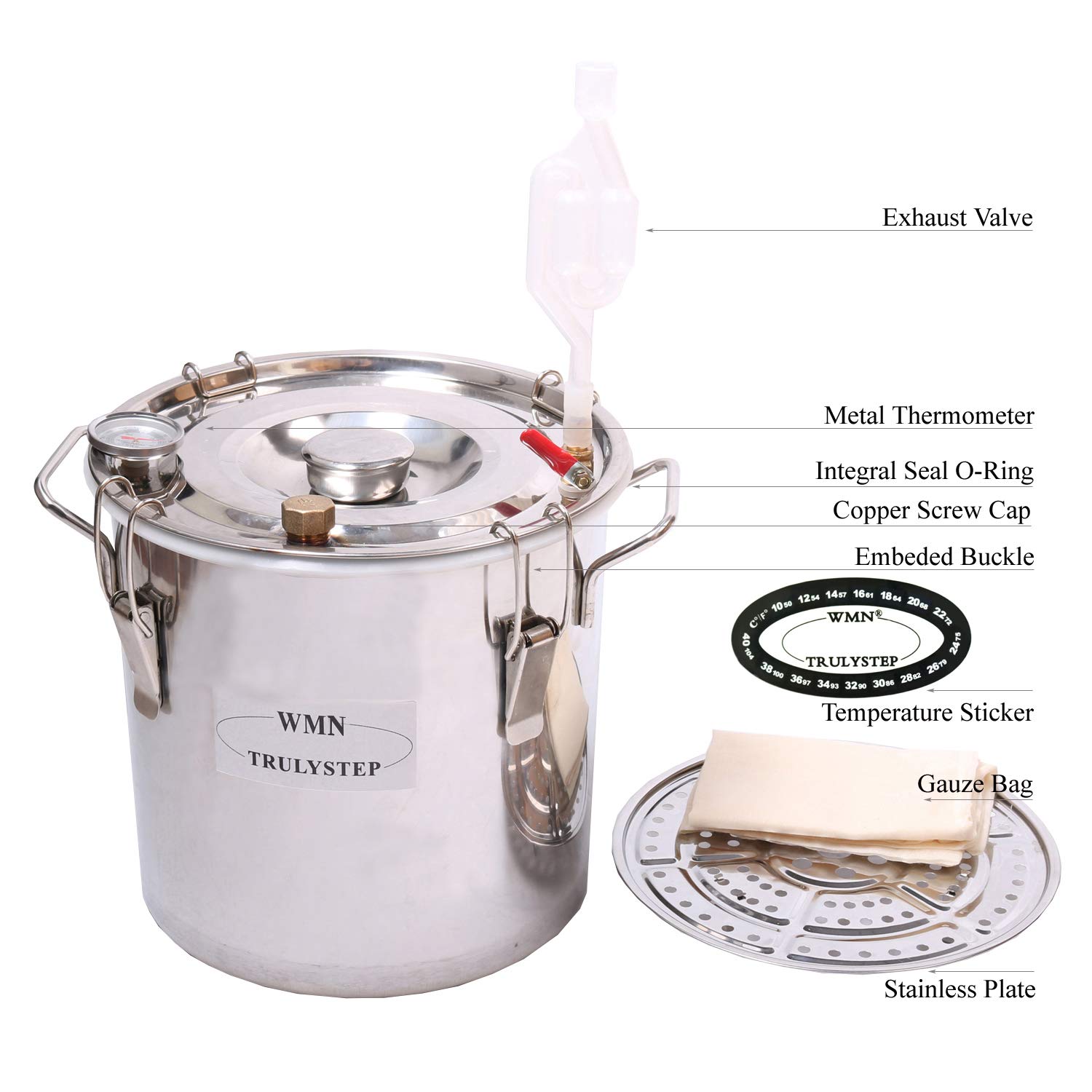 YUEWO 3-Pot 8 Gallon (30L) Copper Alcohol Distiller Kit - DIY Home Brewing Equipment for Whiskey, Brandy & Wine Making with Thumper Keg | Perfect for Craft Distilled Spirits, Purified Water & Homemade Moonshine