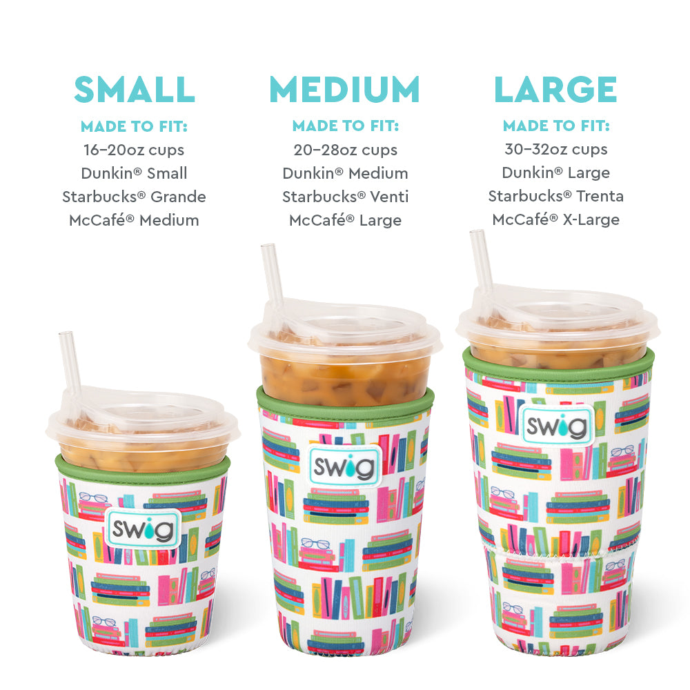 Book Club Medium Iced Cup Coolie - Insulated Coffee Sleeve for 16oz Tumblers - Perfect for Book Lovers, Coffee Shops & Reading Nook Beverages
