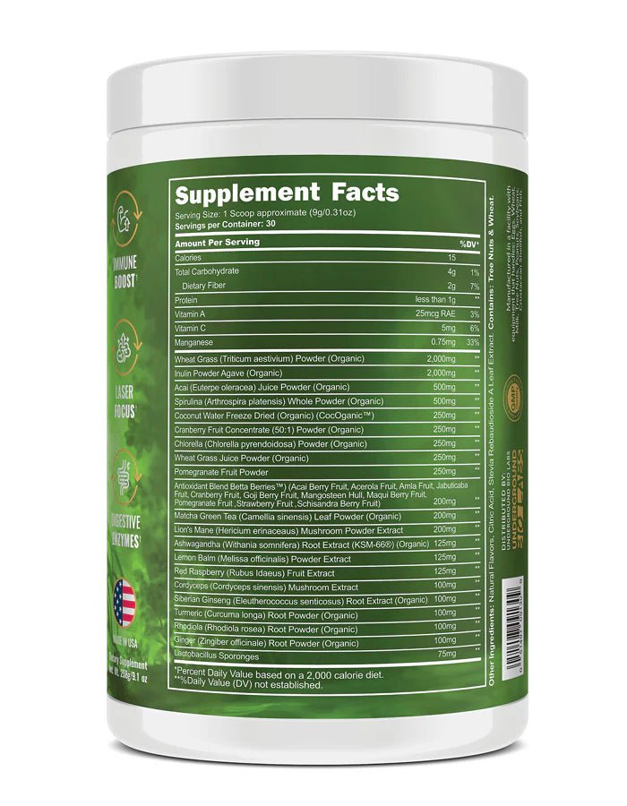 Premium Organic Superfood Greens Powder - Natural Energy Booster & Detox Supplement for Immunity & Digestion | Perfect for Smoothies, Juices & Healthy Lifestyles