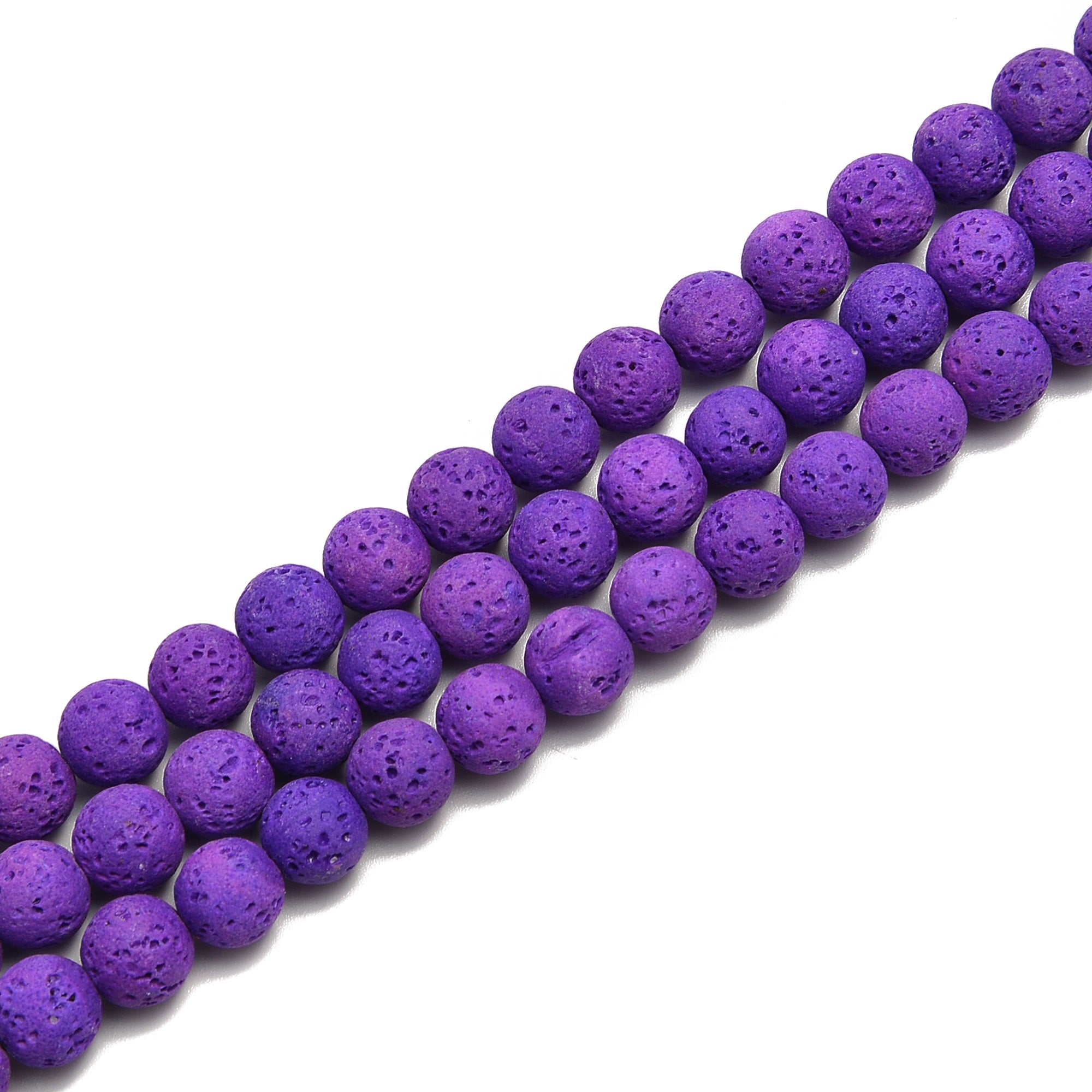 Natural Bright Purple Lava Rock Stone Beads - 6mm, 8mm, 10mm, 15.5 Inch Strands for Jewelry Making, DIY Bracelets & Necklaces - Healing Crystal Beads for Meditation, Stress Relief & Spiritual Gifts