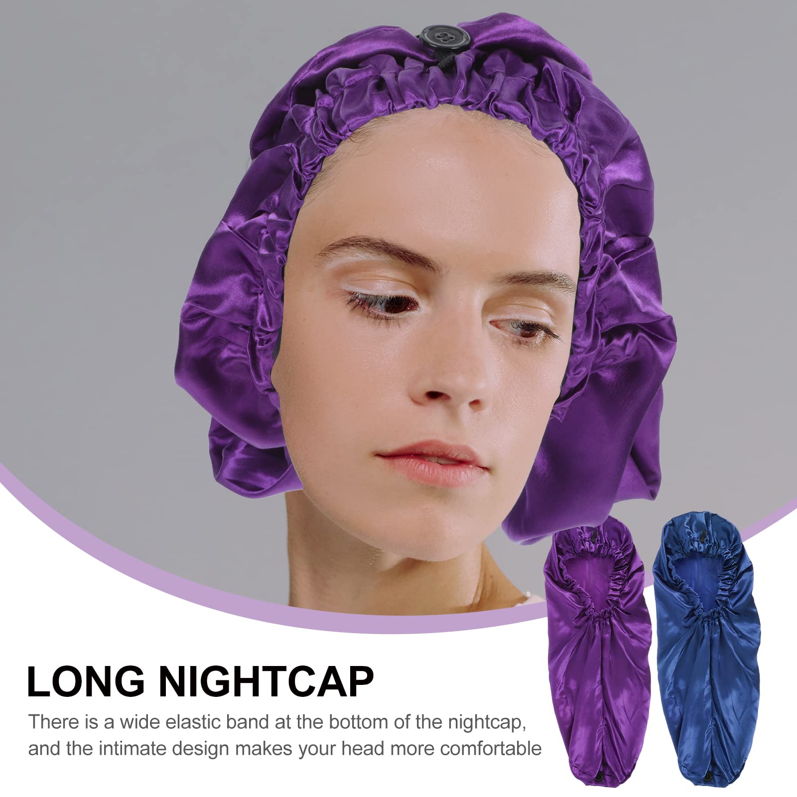 2Pcs Adjustable Nightcap Shower Hat - Large Round Sleeping Cap for Home, Travel & Spa (Multiple Colors) | Soft & Comfortable Hair Protection for Showering, Sleeping & Beauty Routines