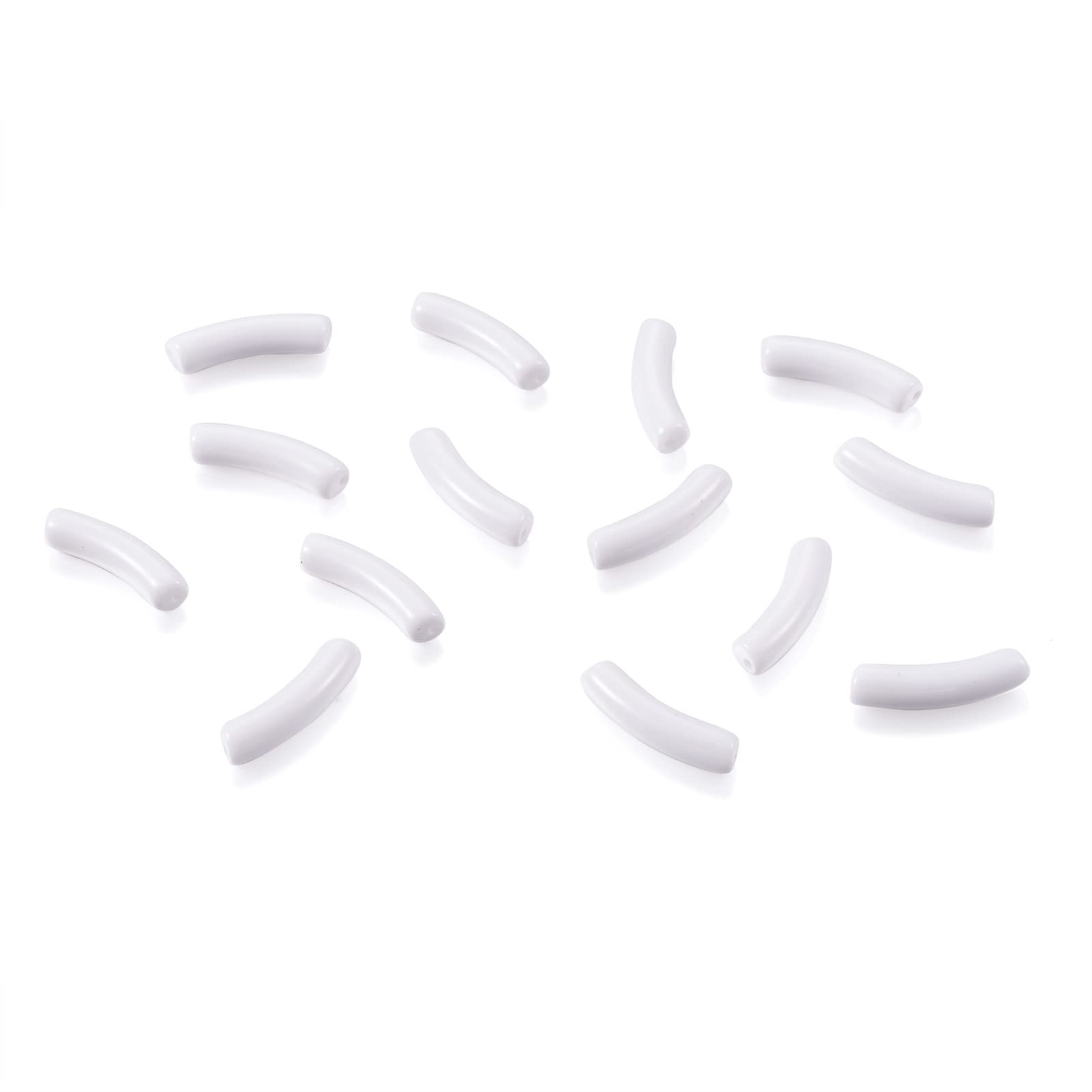 330Pcs Bamboo Bracelet Beads - Colorful Chunky Curved Acrylic Tube Beads for Bohemian Bangle & Stacking Jewelry Making - DIY Wristband Accessories (White) - Perfect for Festival, Party & Boho Style Outfits