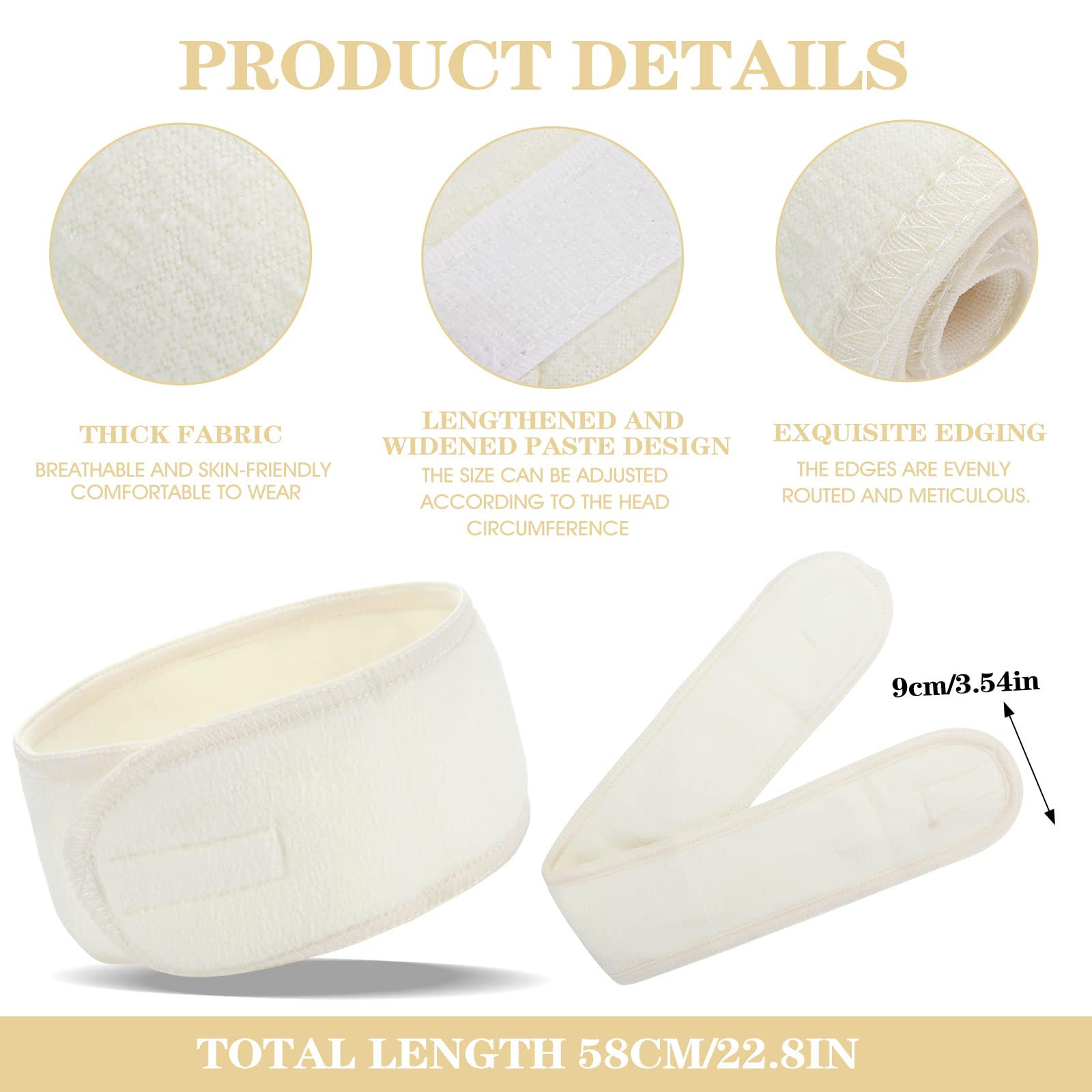 Adjustable Microfiber Spa Headband for Women & Girls - Stretchable Skincare Hair Band for Face Washing, Makeup, and Beauty Routine (Milky White) - Perfect for Spa, Skincare, and Relaxation at Home