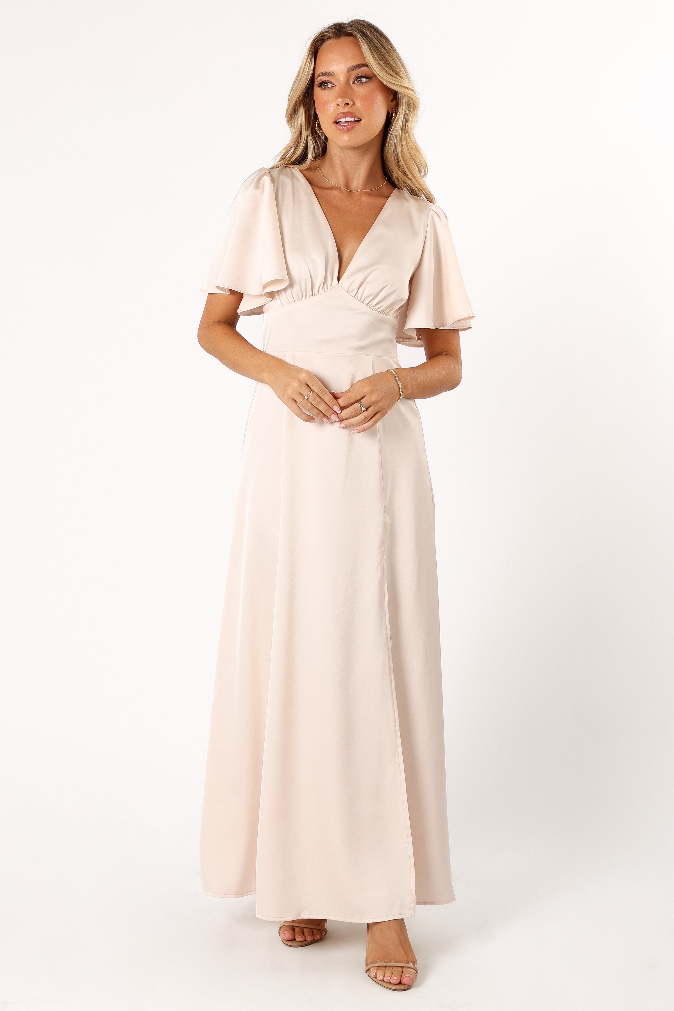 Casper Maxi Dress for Women - Elegant Pearl Embellished Long Flowy Dress for Summer, Beach, and Evening Events