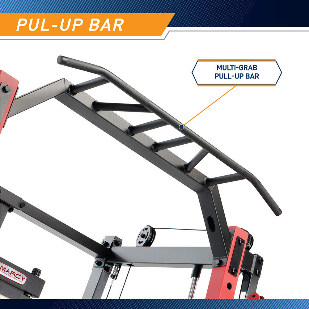 Marcy SM 4033 Smith Machine & Power Cage System with Pull-Up Bar, Landmine Station - Home Gym Strength Training Equipment for Weightlifting & Fitness Workouts
