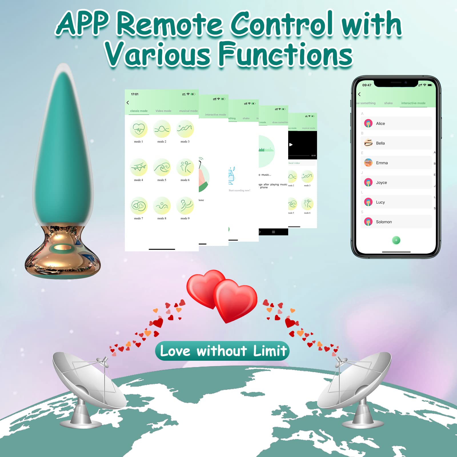 Rechargeable Anal Butt Vibrator with 9 Vibrating Modes & APP/Remote Control - Prostate Massager & G-Spot Stimulator for Men & Couples - Perfect for Solo Play, Couples Intimacy & Sensual Exploration