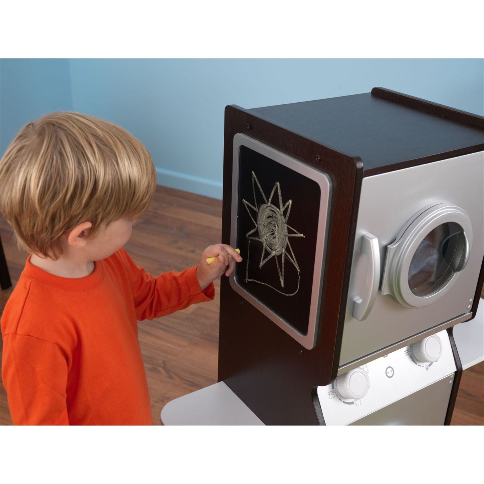 KidKraft Wooden Laundry Playset for Kids - Espresso Pretend Play Toy with Washer, Dryer & Ironing Board - Perfect for Imaginative Play & Toddler Role-Playing Games