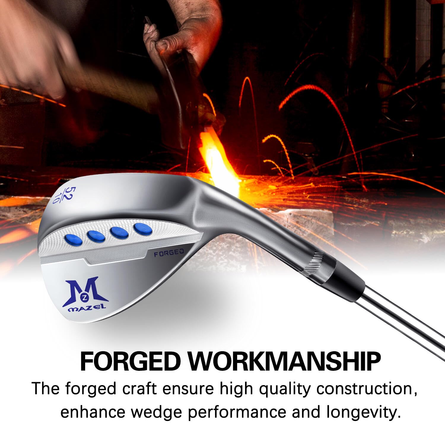 MAZEL Forged Golf Sand Wedge, Gap Wedge, Lob Wedge for Men – 48/52/54/56/58/60 Degree Right-Handed Golf Club with Milled Face for Maximum Spin | Perfect for Bunker Shots, Approach Play & Short Game Improvement