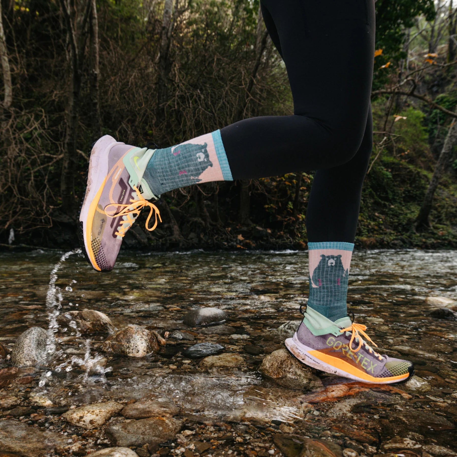 Bear Town Micro Crew Lightweight Hiking Socks for Women - Moisture-Wicking & Breathable Trail Running Socks - Perfect for Hiking, Backpacking & Outdoor Adventures (D1970W)