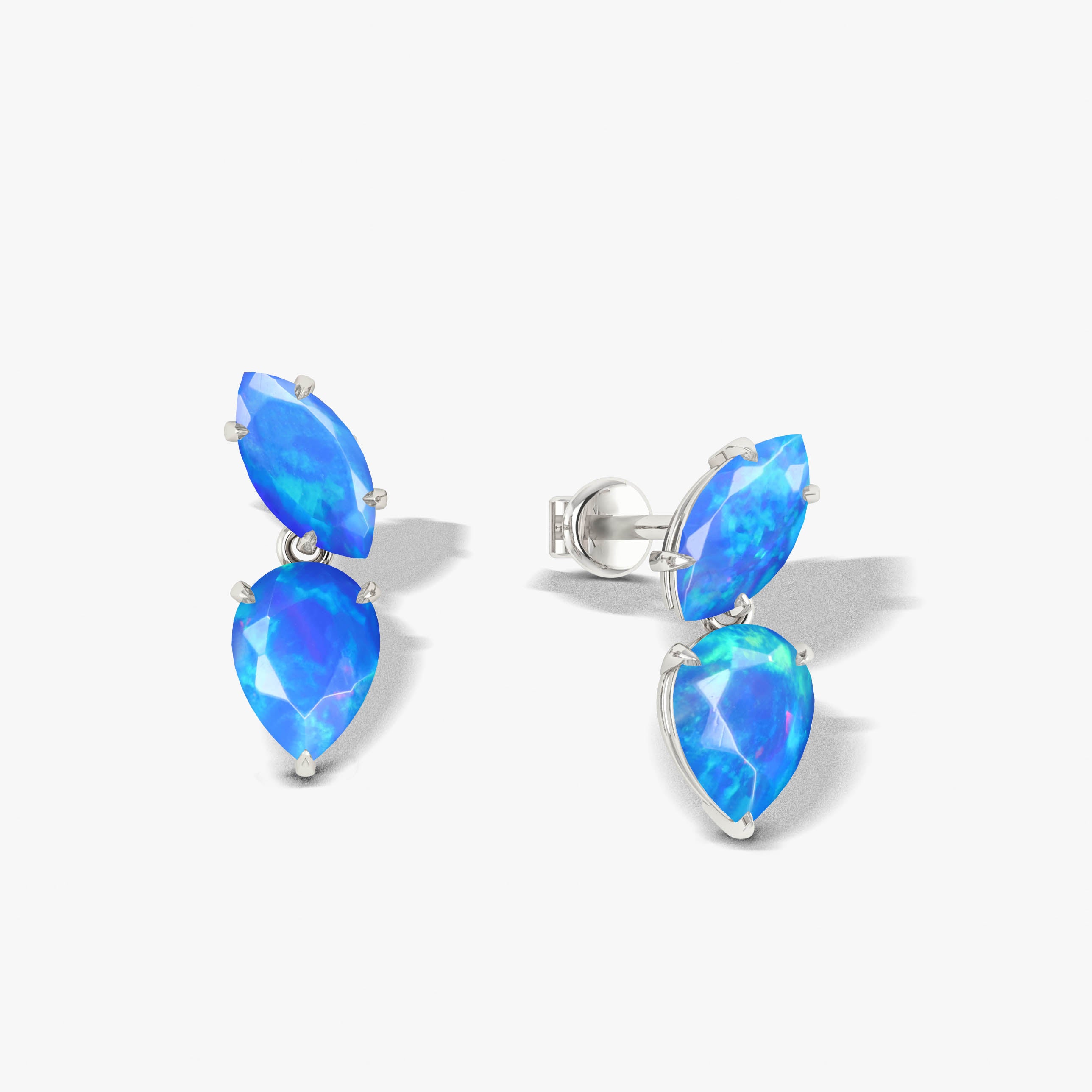 Blue Opal Stud Earrings for Women - 14K Gold Plated Hypoallergenic Earrings - Perfect for Everyday Wear, Gift Giving & Special Occasions