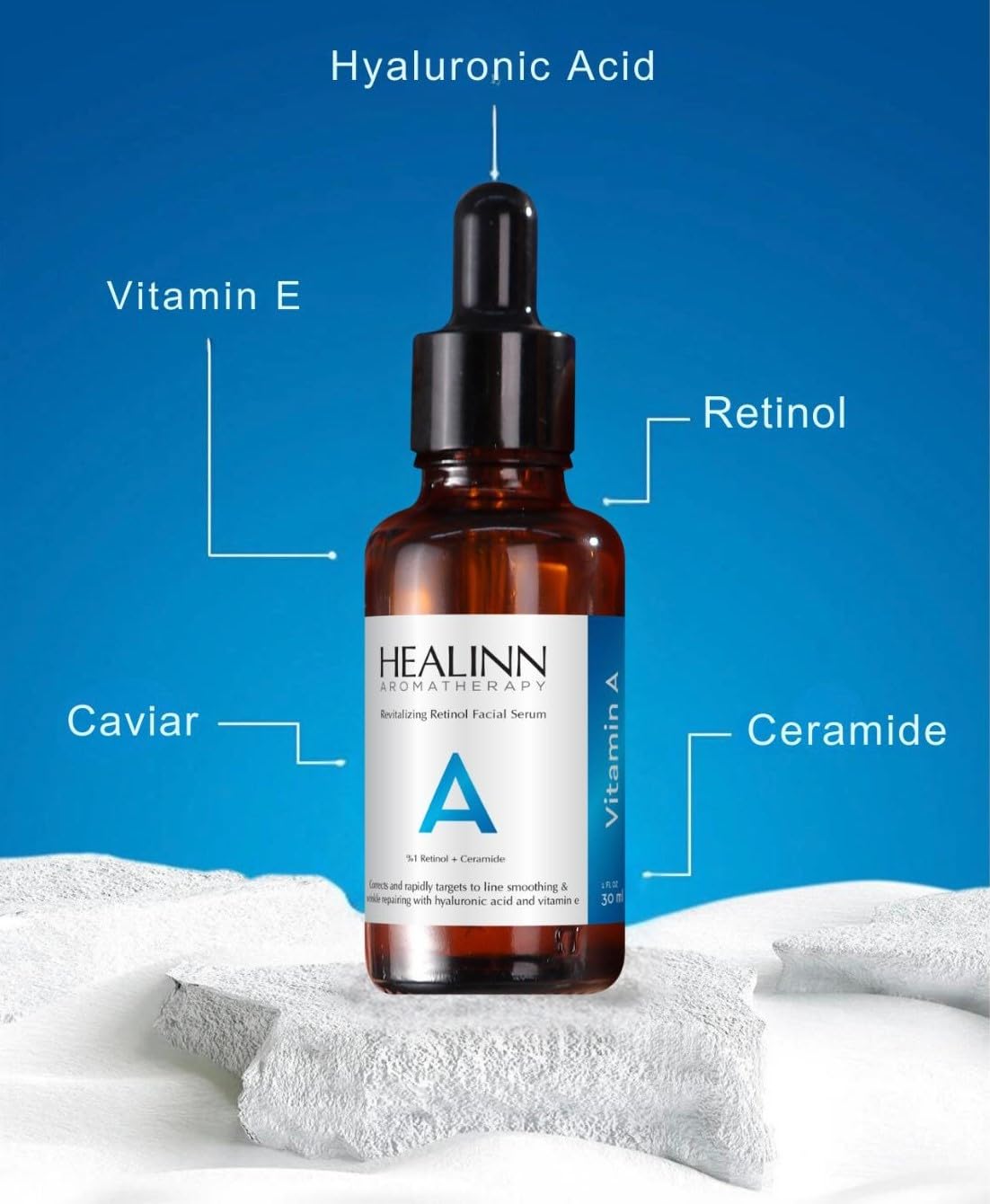 Best Retinol Serum for Face - Healinn Resurfacing Anti-Aging Serum with Hyaluronic Acid, Vitamin E & Vitamin A | Reduces Wrinkles, Fades Acne Scars & Hydrates Skin | Perfect for Nighttime Skincare Routine & Daily Facial Moisturizer