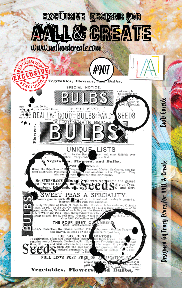 AALL and Create Stamp Set 907 - Bulb Gazetter Stamps for Card Making, Scrapbooking & DIY Crafts - Perfect for Handmade Greeting Cards, Journals & Home Decor Projects