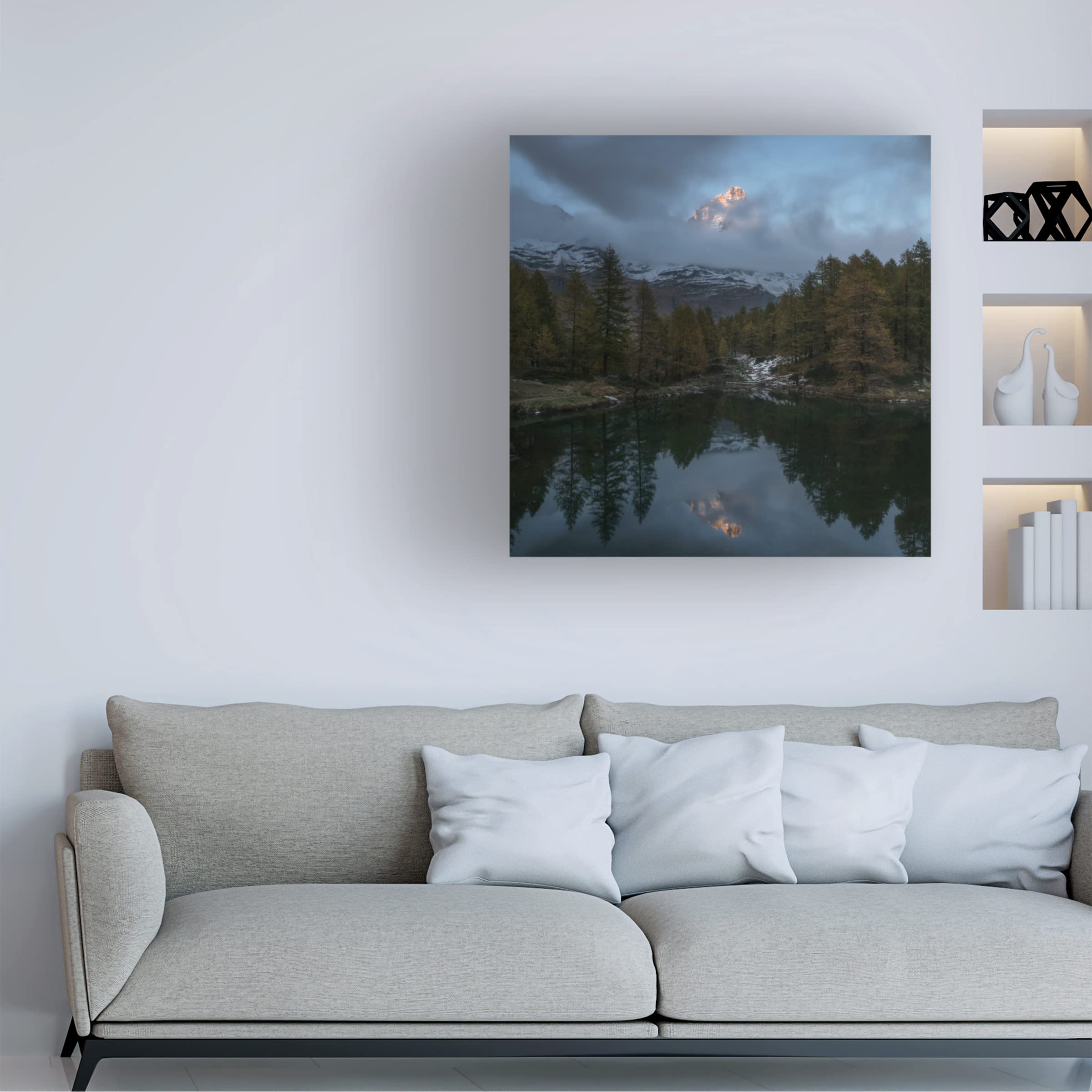 Trademark Fine Art 'The Matterhorn' Canvas Wall Art Print by Alfredo Bruzzone - Stunning Mountain Landscape Painting for Living Room, Bedroom & Office Decor