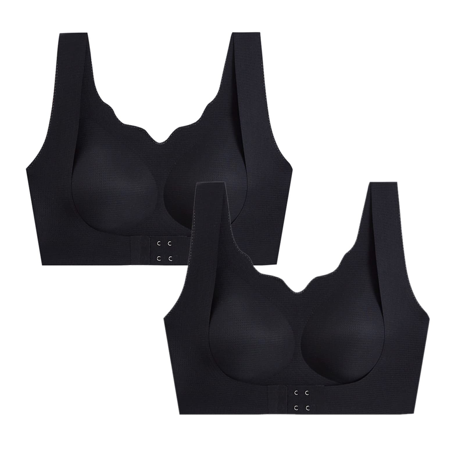 Wireless Seamless Rimless Tank Style Bra for Women - 2 Pack Comfortable Support Bras with Beauty Chest Pads | Perfect for Everyday Wear, Yoga & Lounge