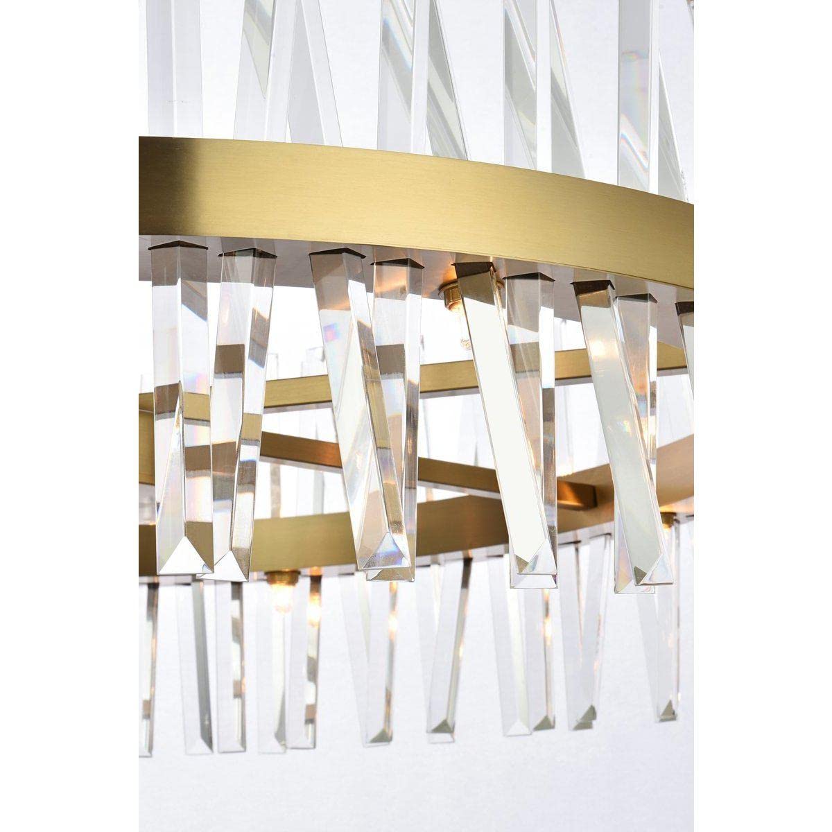 36 Inch Crystal Round Chandelier Light in Satin Gold - Elegant Dining Room & Bedroom Ceiling Fixture - Perfect for Luxury Home Decor & Wedding Venues