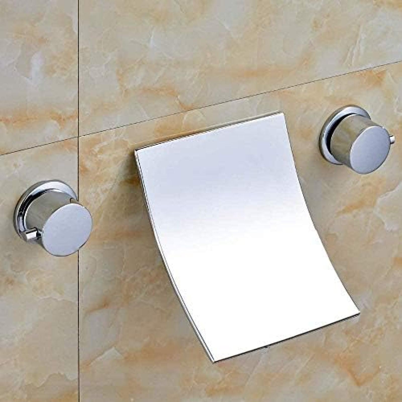 CRJUS 8-Inch Widespread Wall Mounted Kitchen Faucet with Dual Handles - Polished Chrome Finish for Hot & Cold Water Mixing - Perfect for Modern Kitchens and Small Spaces