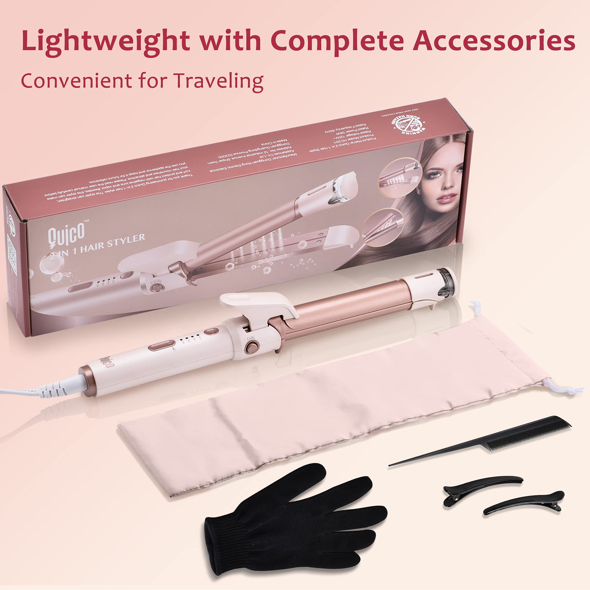 QUICO Professional Hair Straightener HC201 - Salon-Grade Flat Iron for Smooth, Shiny Hair - Perfect for Home & Salon Styling, Travel, and Special Occasions
