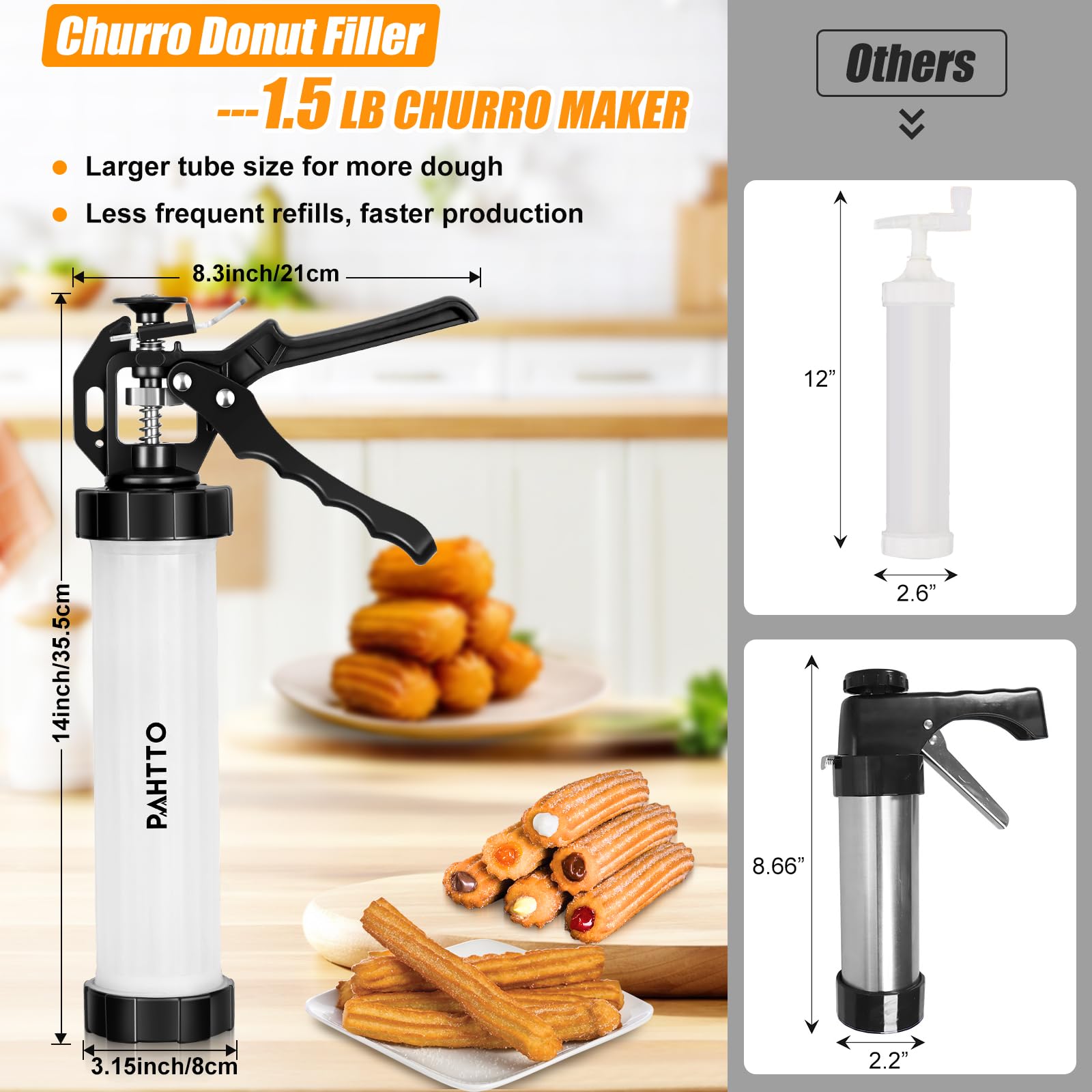 Churro Maker Kit - Hollow Churro Machine with Piping Bag, 5 Nozzles & 2 Cleaning Brushes for Homemade Churros - Perfect Gift for Baking Enthusiasts - Ideal for Parties, Family Gatherings & Holiday Treats