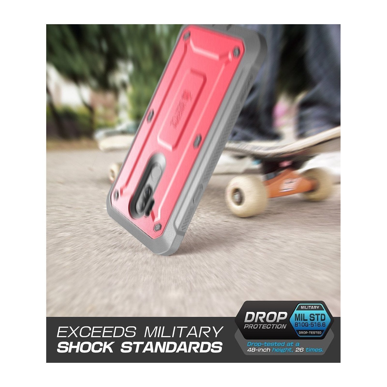LG G7 ThinQ Unicorn Beetle Pro Rugged Holster Case - Shockproof, Military-Grade Protection with Built-in Screen Protector - Perfect for Outdoor, Work & Extreme Sports (Pink)