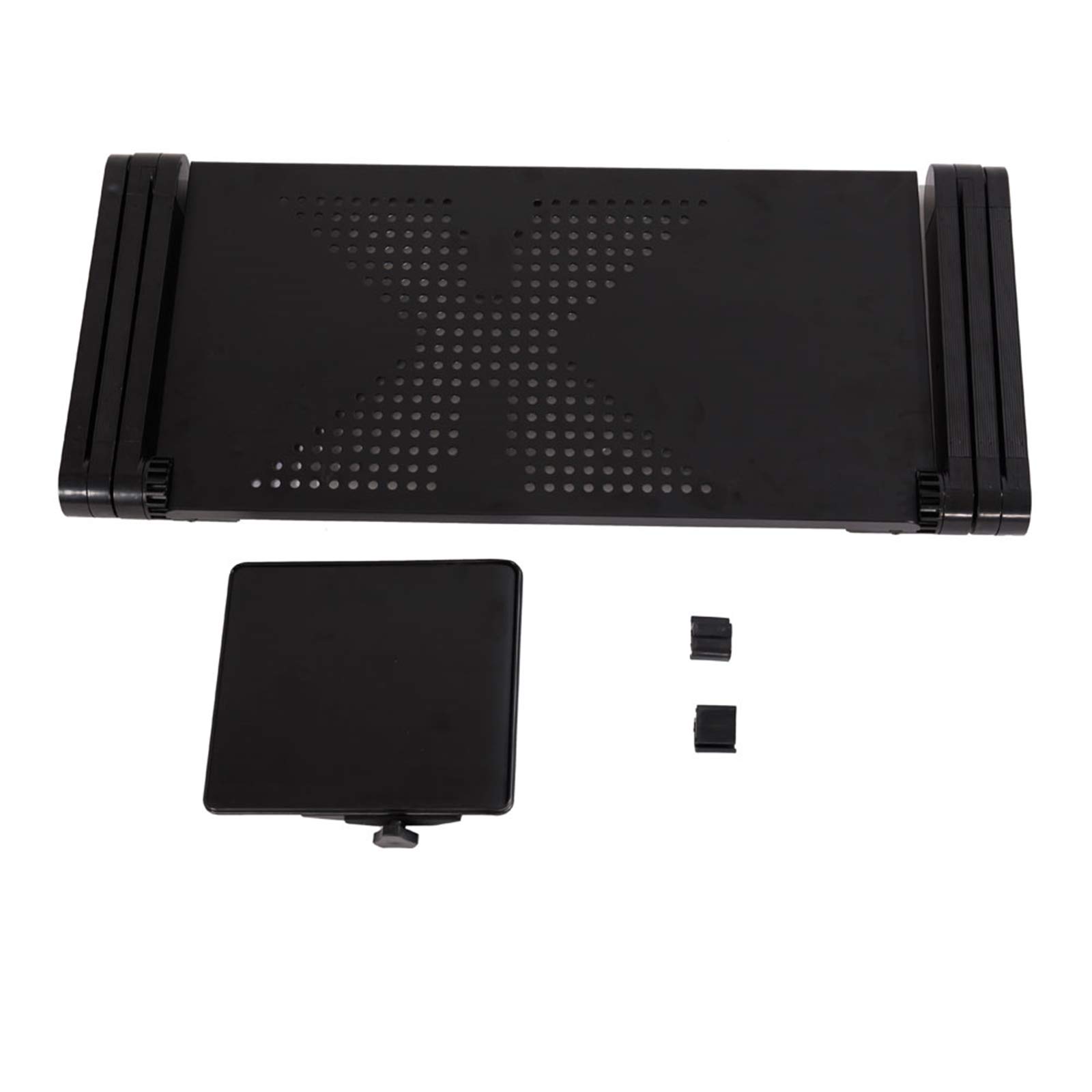 Adjustable Laptop Stand with Cooling Fan - Portable Foldable Laptop Riser for MacBook, Notebook, iPad - Ergonomic Bed & Couch Desk with Mouse Pad (Black) - Perfect for Home Office, Gaming & Remote Work