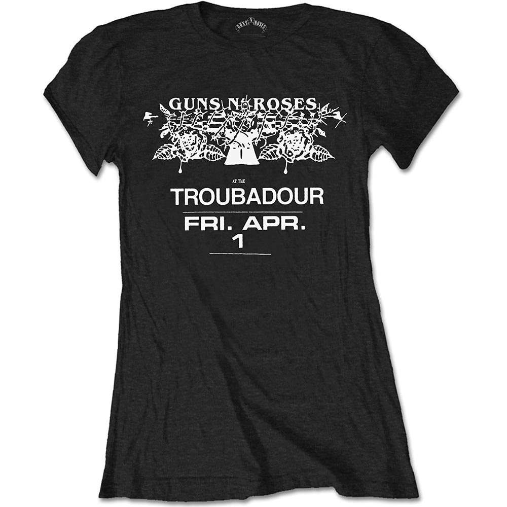 Guns N’ Roses Troubadour Flyer Junior Top Black | Vintage Band T-Shirt for Men & Women | Perfect for Concerts, Casual Wear & Rock Music Fans