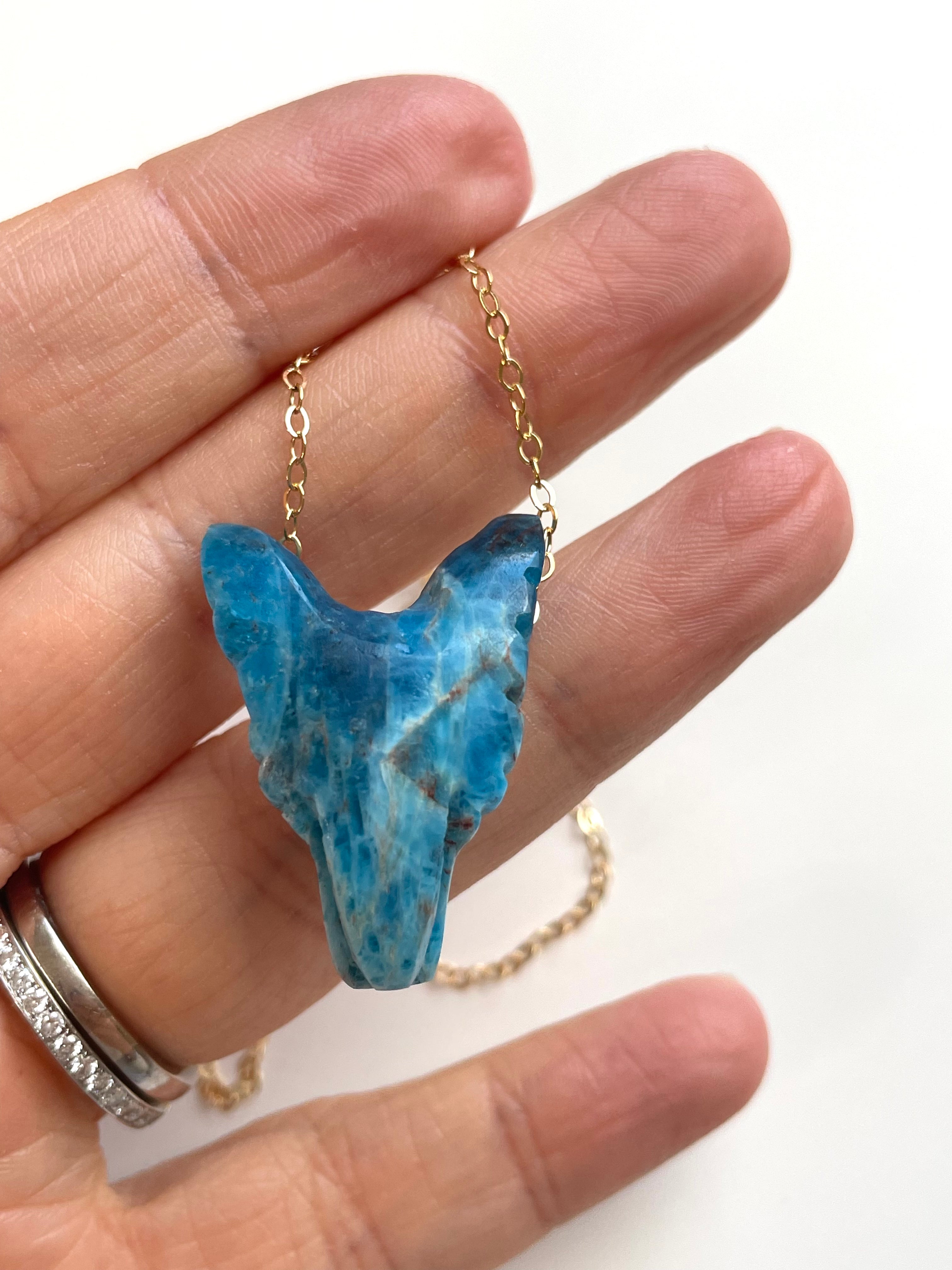 Apatite Wolf Head Necklace - Handmade Sterling Silver Pendant with Genuine Gemstone for Women - Perfect for Boho, Gothic & Nature Lover Jewelry Gifts