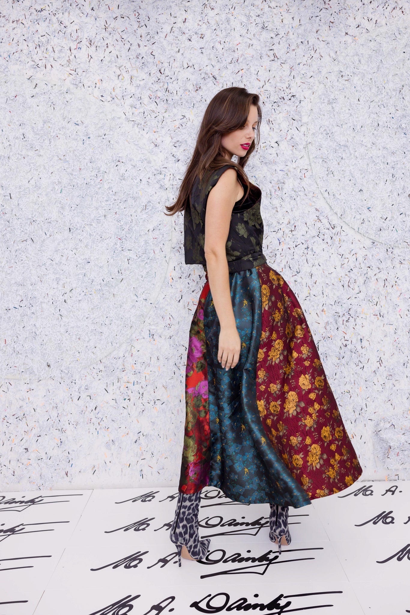 Elegant M.A. Dainty Parted Skirt for Women - Flowy A-Line Midi Skirt with Side Slit - Perfect for Office, Date Night & Summer Outfits