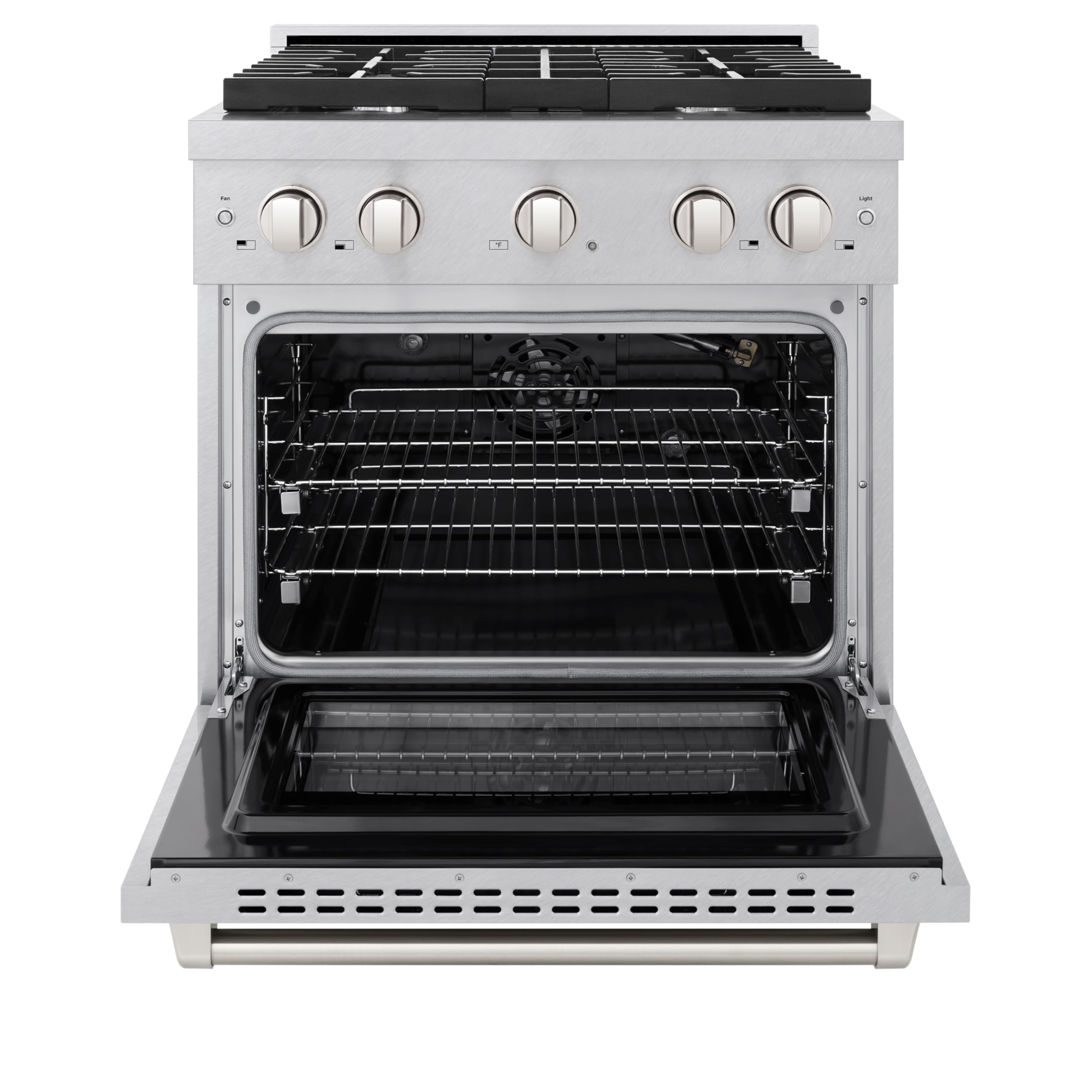 ZLINE 30-inch 4.2 cu. ft. Paramount Gas Range with 4 Burner Cooktop & Convection Gas Oven - DuraSnow Stainless Steel (SGRS-30) | Professional Kitchen Appliance for Home Chefs & Cooking Enthusiasts