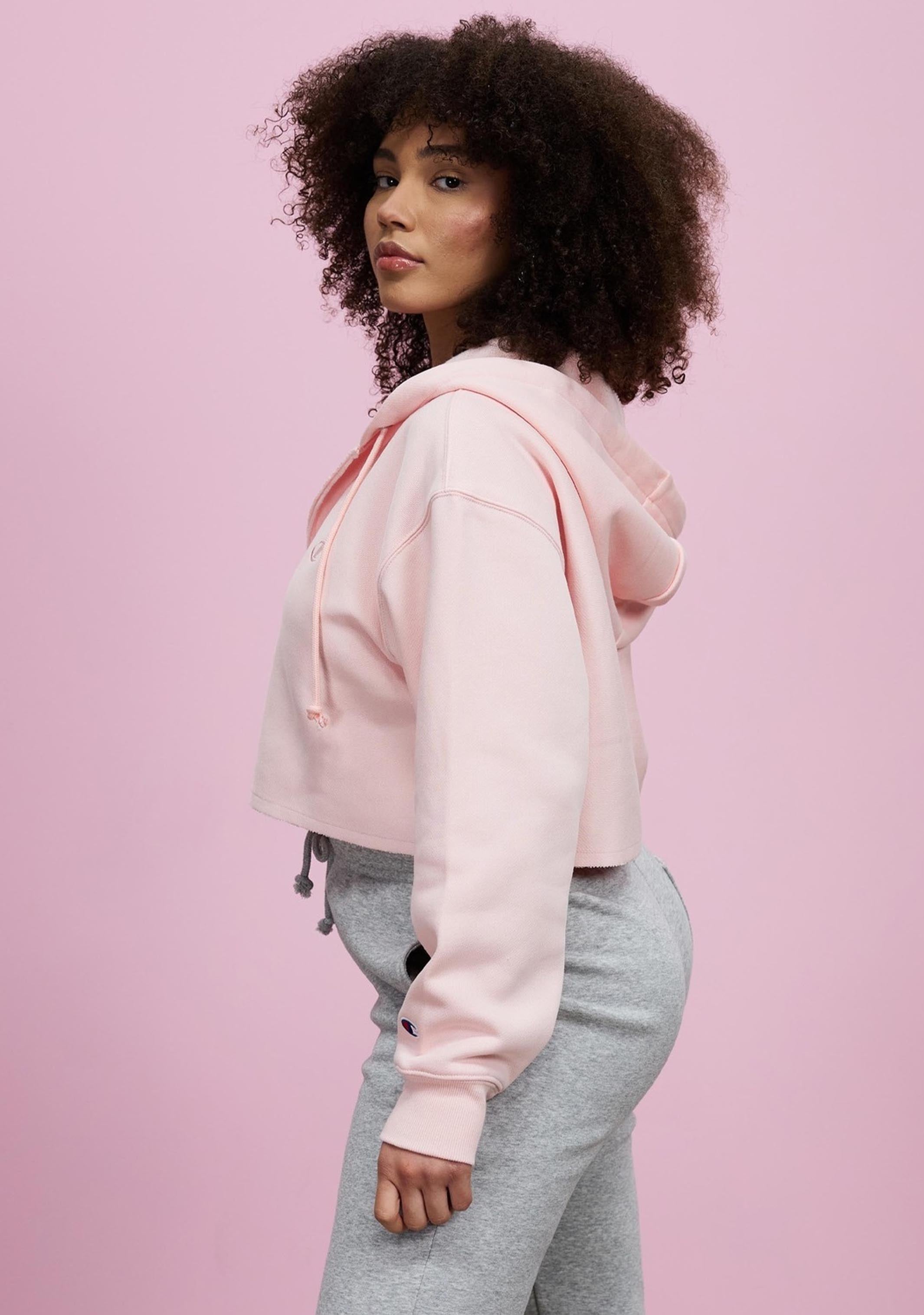 Champion Women's Reverse Weave Split Crop Hoodie - Soft Fleece Pullover for Casual Wear, Gym & Street Style | Trendy Oversized Sweatshirt for Women's Fashion & Loungewear
