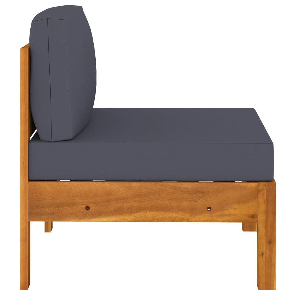 3-Piece Acacia Wood Patio Conversation Set with Dark Gray Cushions - Outdoor Lounge Sofa for Garden, Lawn, Porch & Backyard | Perfect for Relaxing, Entertaining & Sunbathing