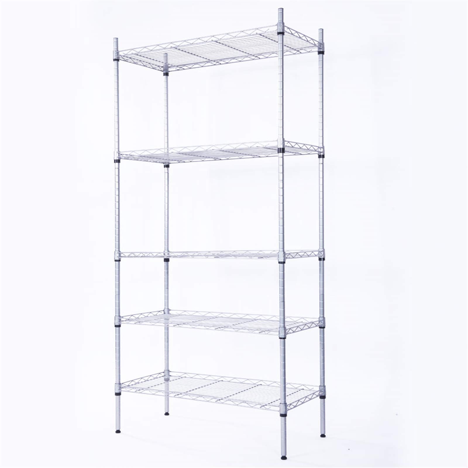 5-Tier Adjustable Metal Wire Shelving Unit - Heavy Duty Storage Rack for Laundry, Bathroom, Kitchen, Pantry & Closet Organization - 29
