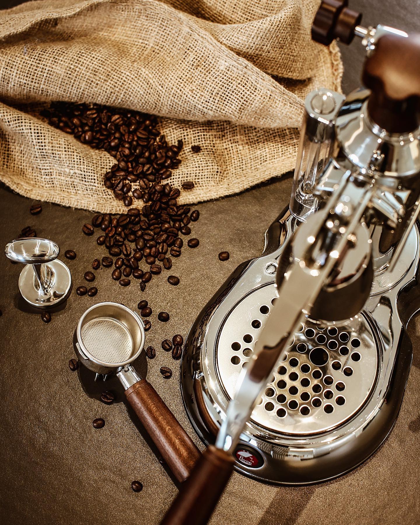 La Pavoni Stradivari Espresso Machine with Wooden Handles - Professional Italian Coffee Maker for Home & Cafe Use