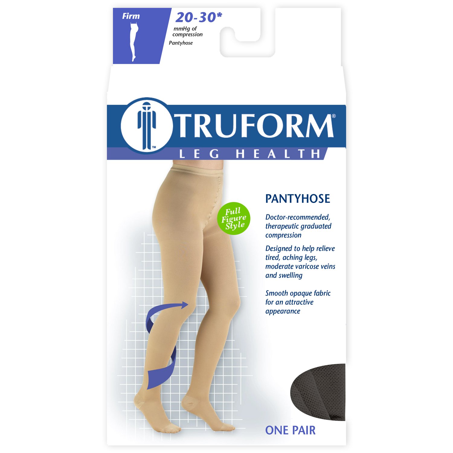 Truform 20-30 mmHg Compression Pantyhose for Women - Plus Size Support Tights in Black (Petite) - Ideal for Circulation, Varicose Veins & Long Workdays